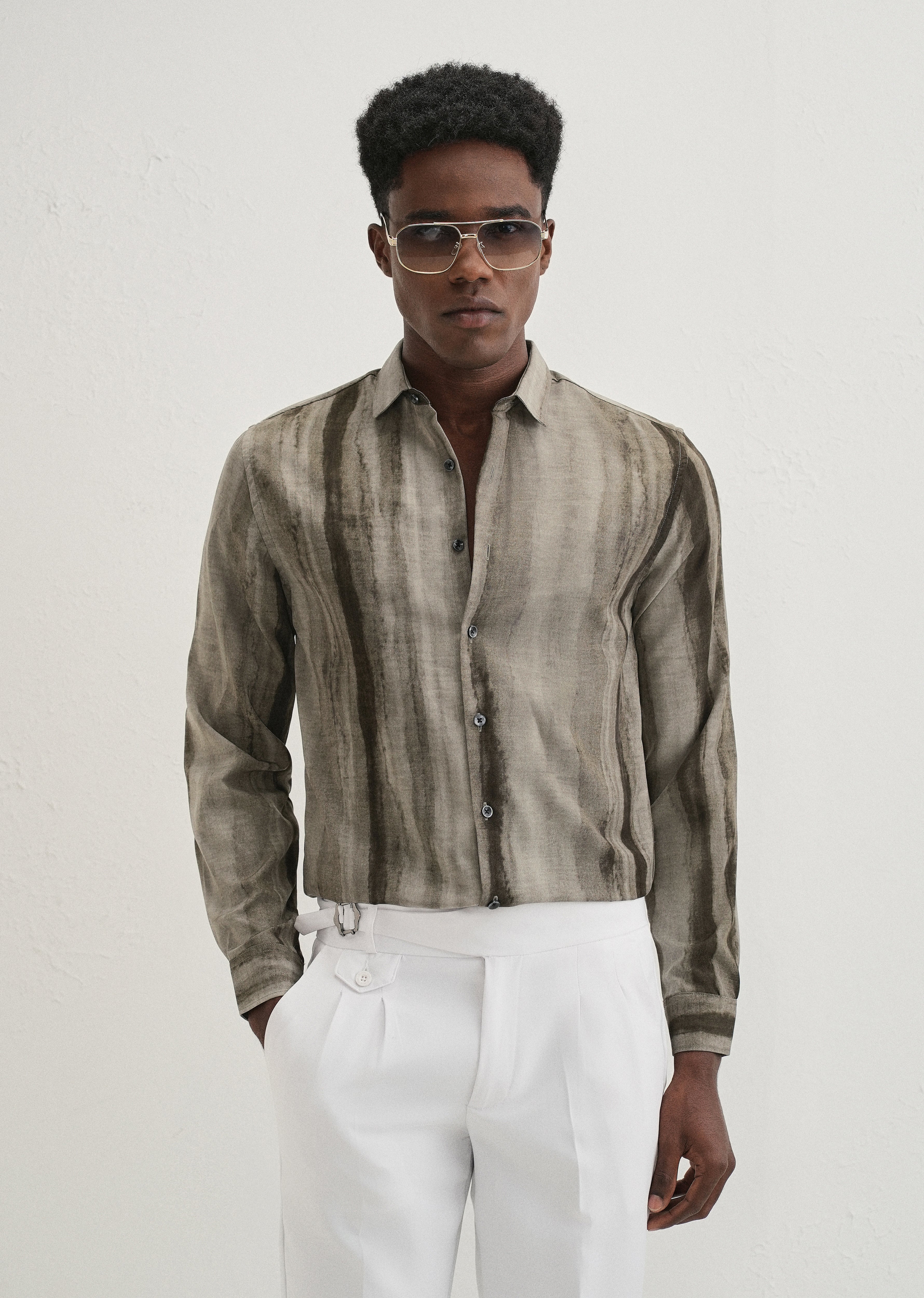 Green Stripe Printed Shirt