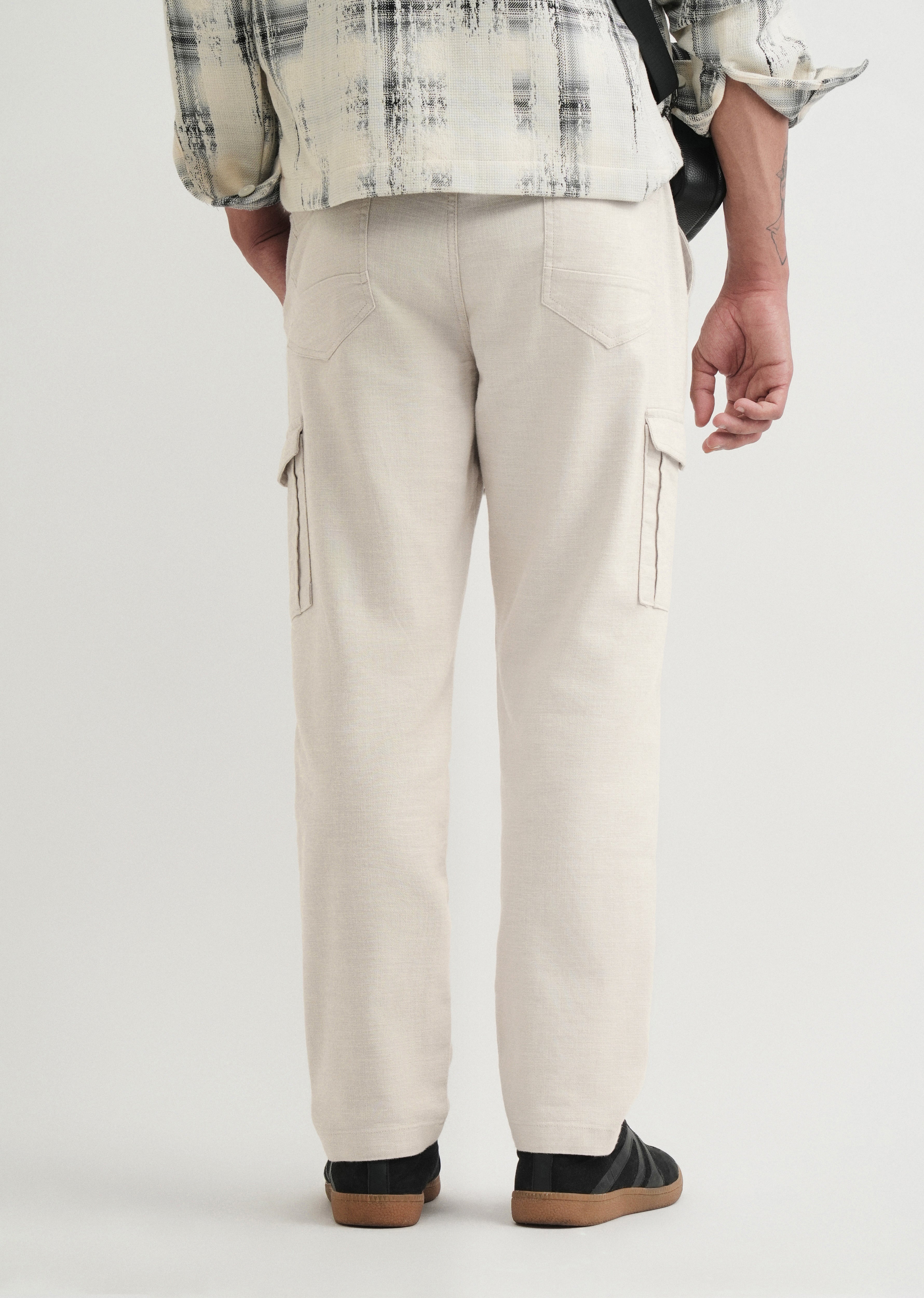 Greige Elasticated Relaxed Fit Cargo Pant