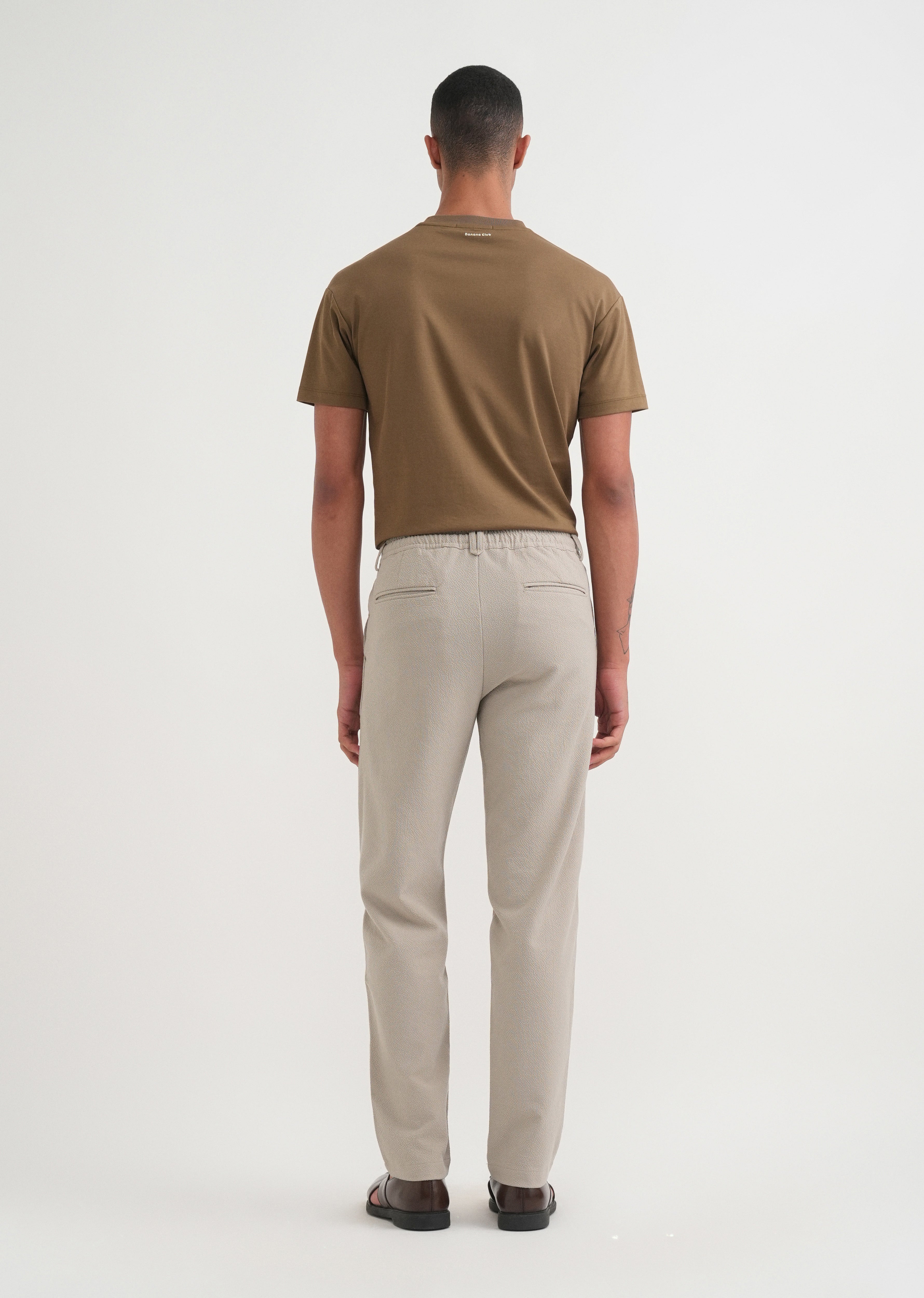 Greige Semi-Elasticated Textured Pant