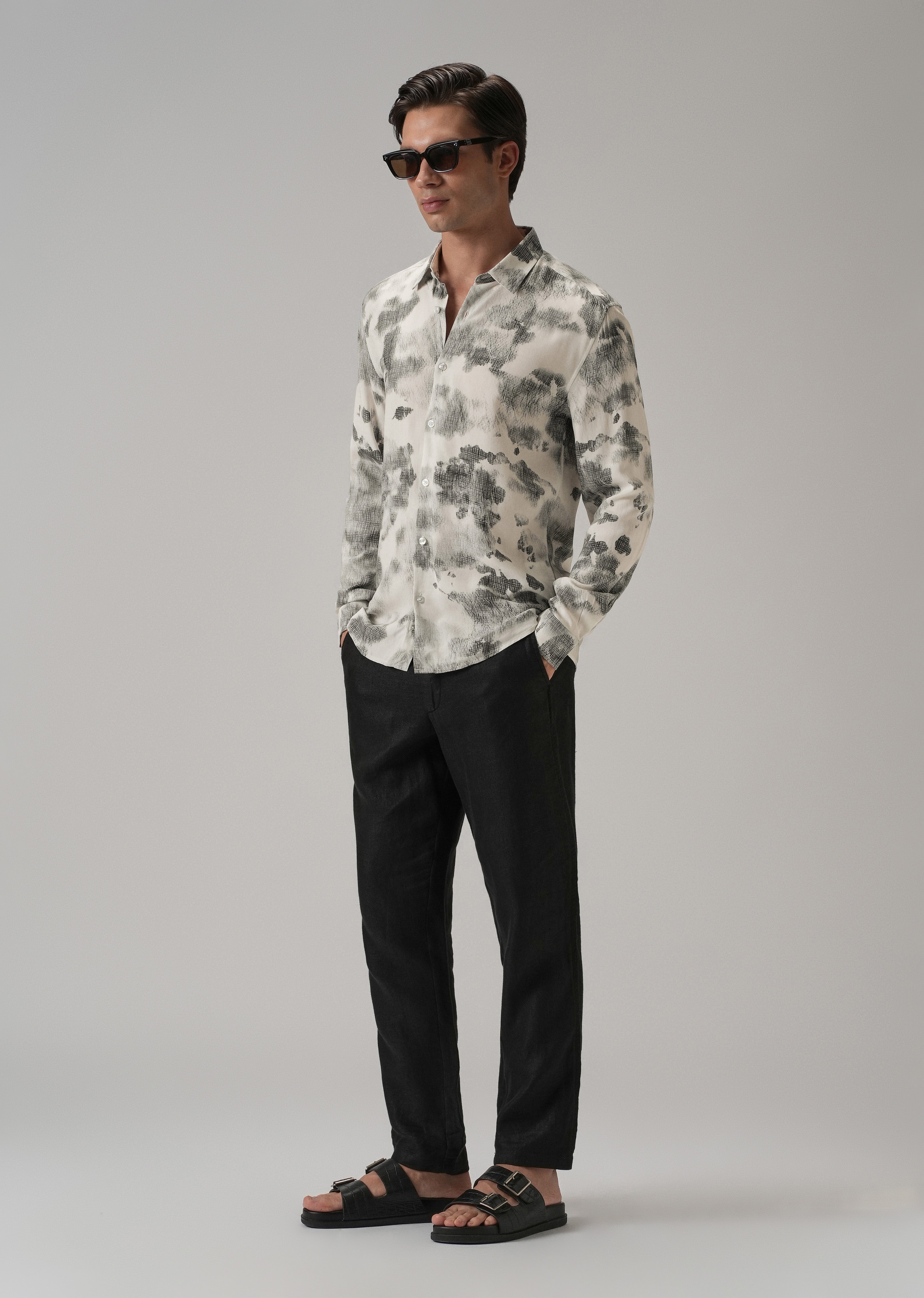 Light Grey Abstract Printed shirt