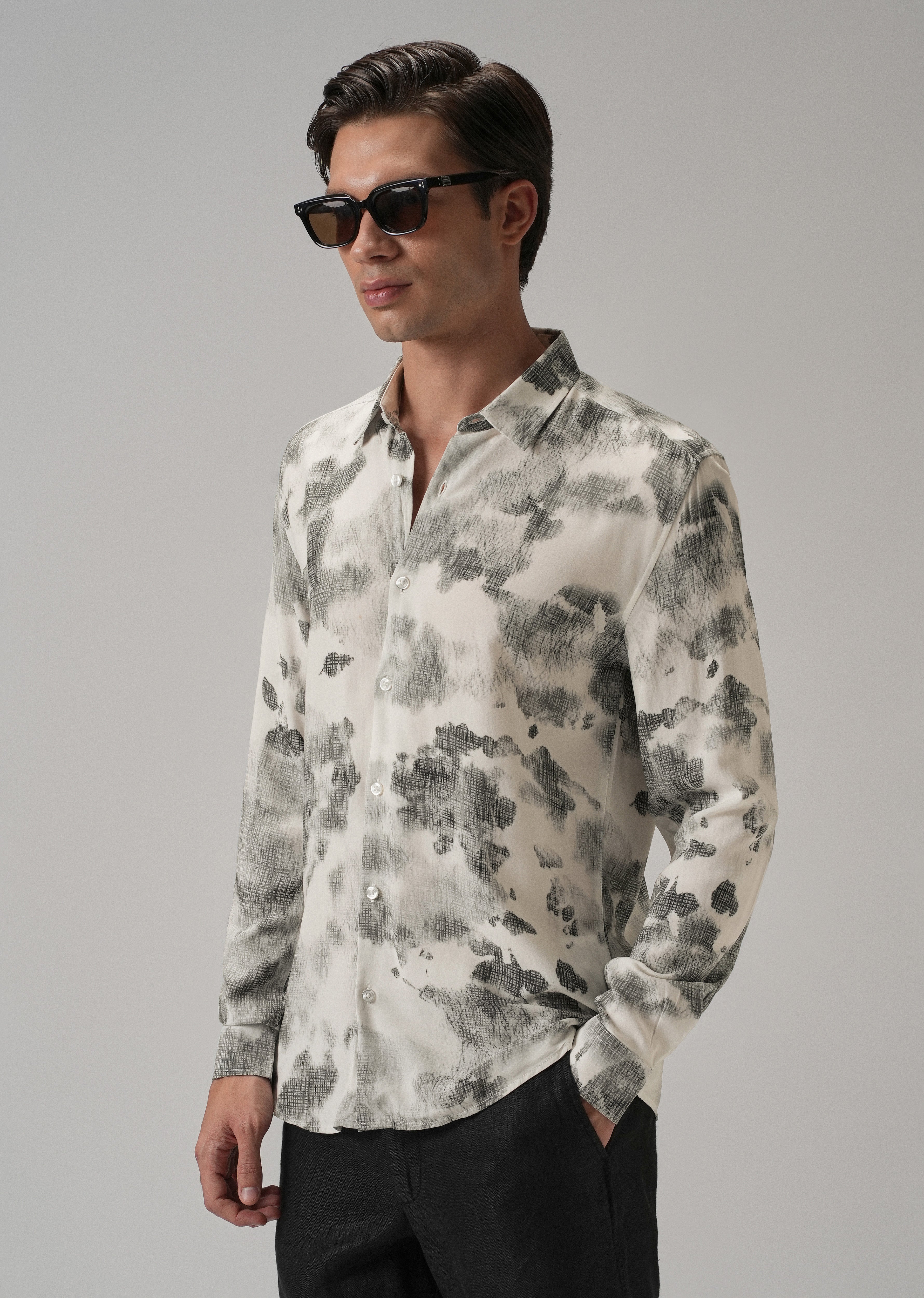 Light Grey Abstract Printed shirt