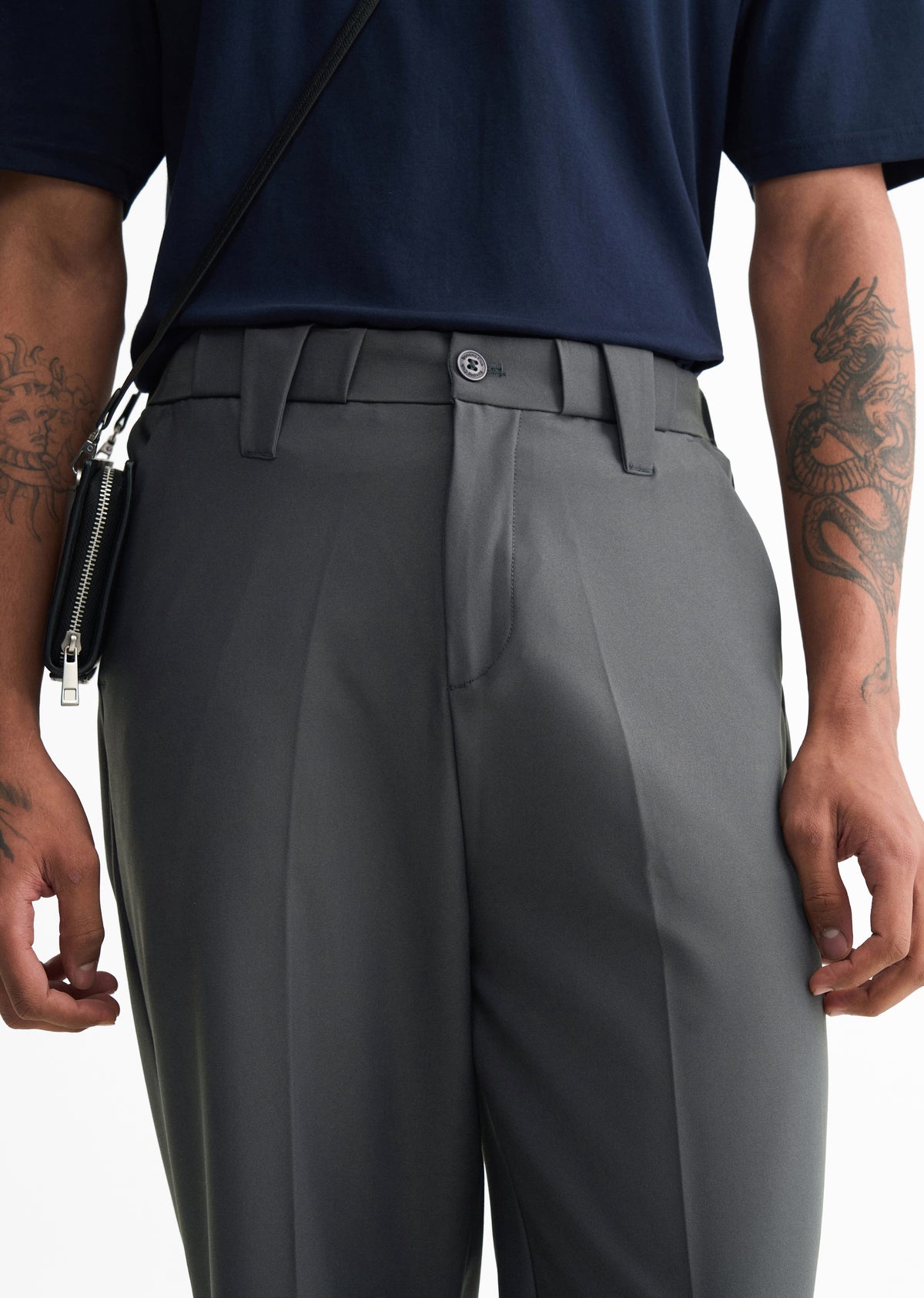 Grey Back Elastic Relaxed Fit Trouser