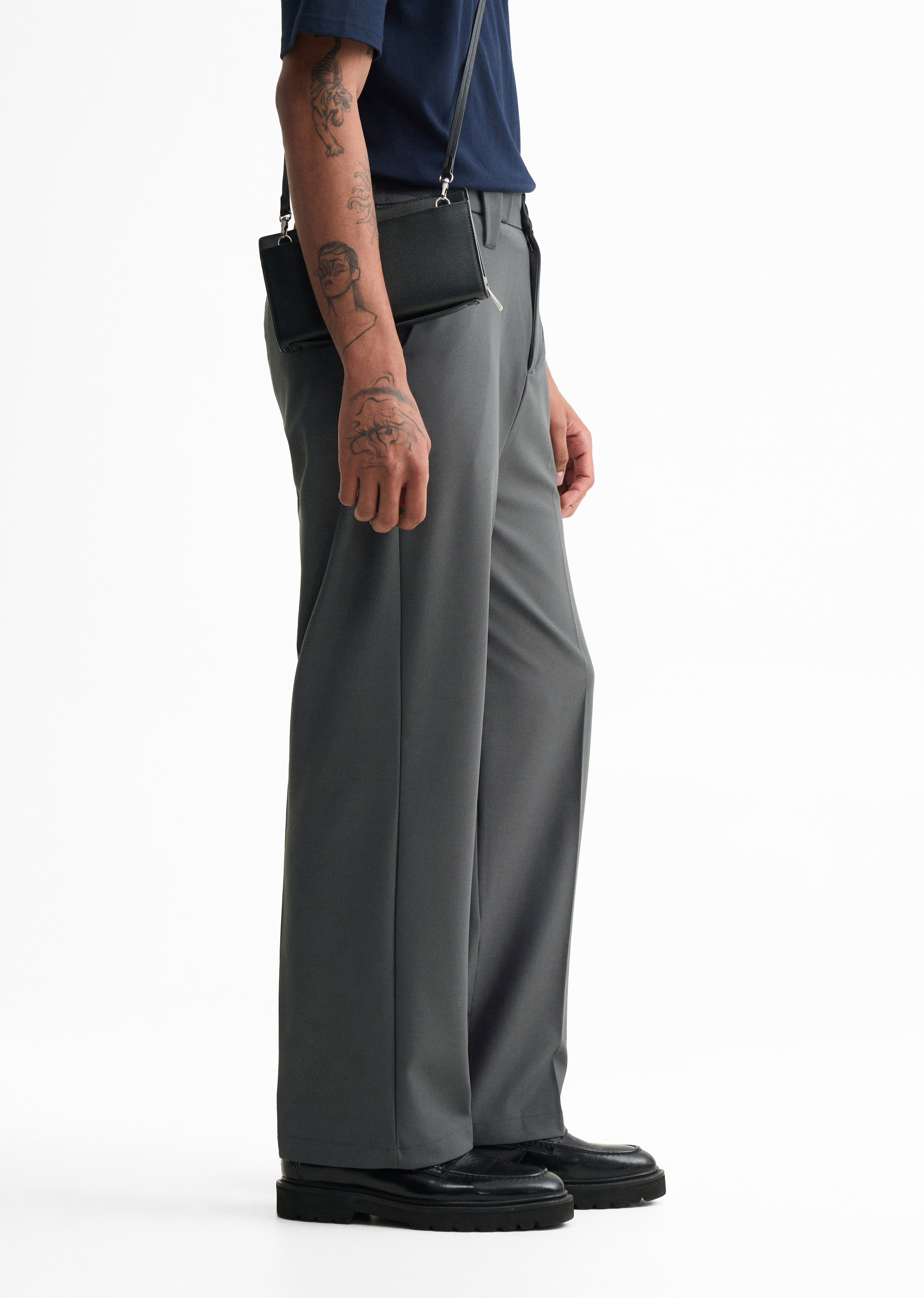 Grey Back Elastic Relaxed Fit Trouser