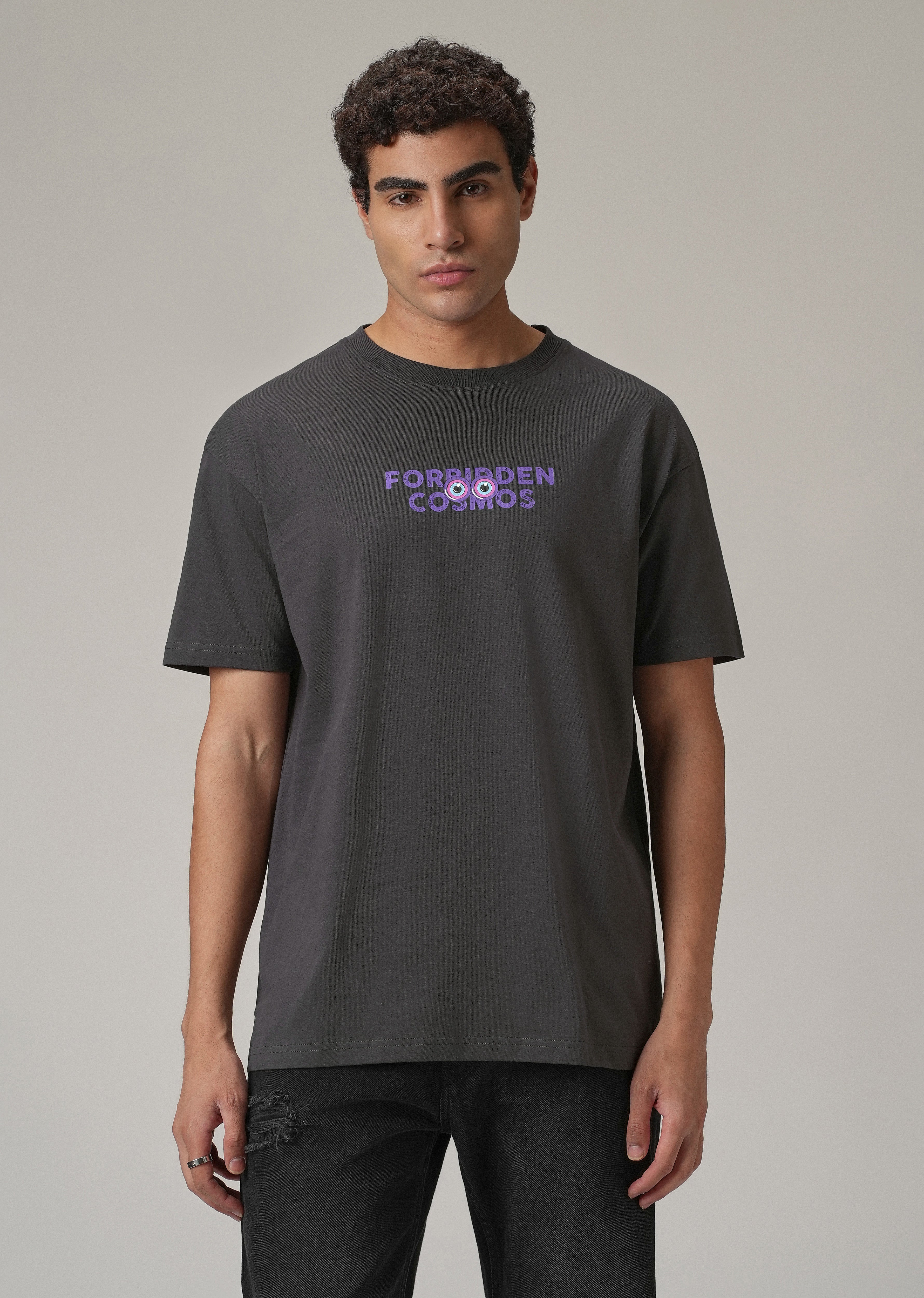 Grey Back Printed Oversized T-Shirt