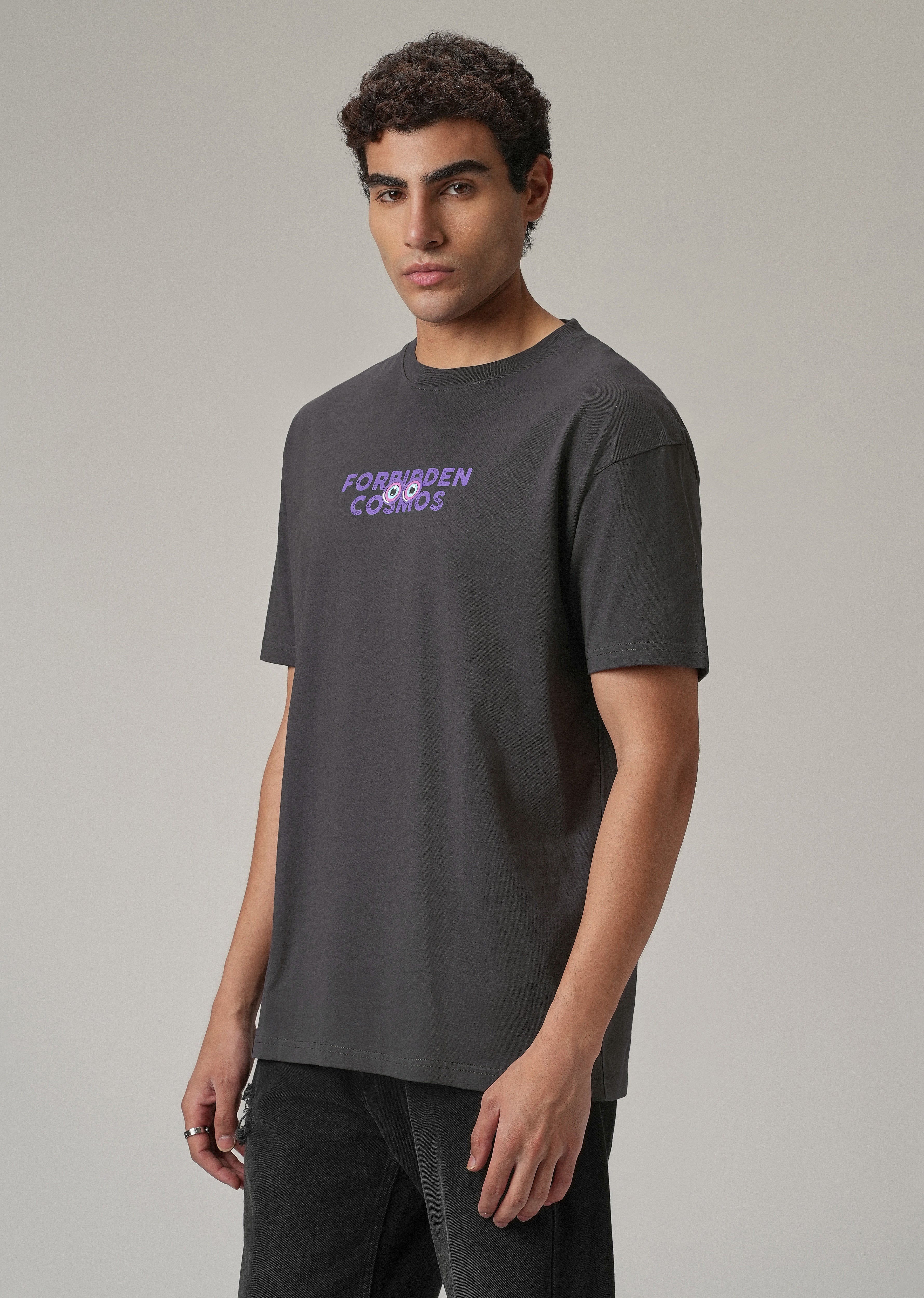 Grey Back Printed Oversized T-Shirt