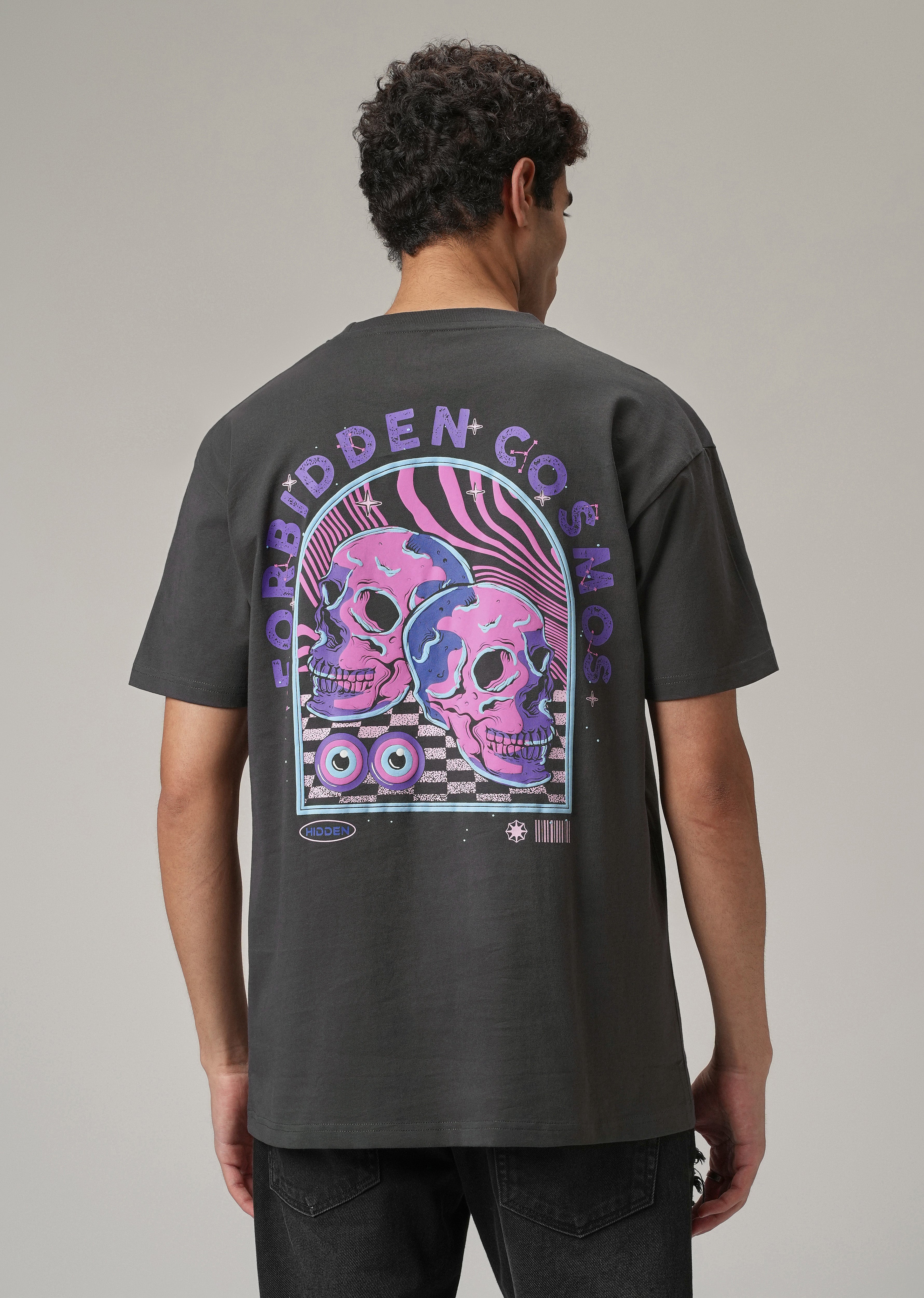 Grey Back Printed Oversized T-Shirt