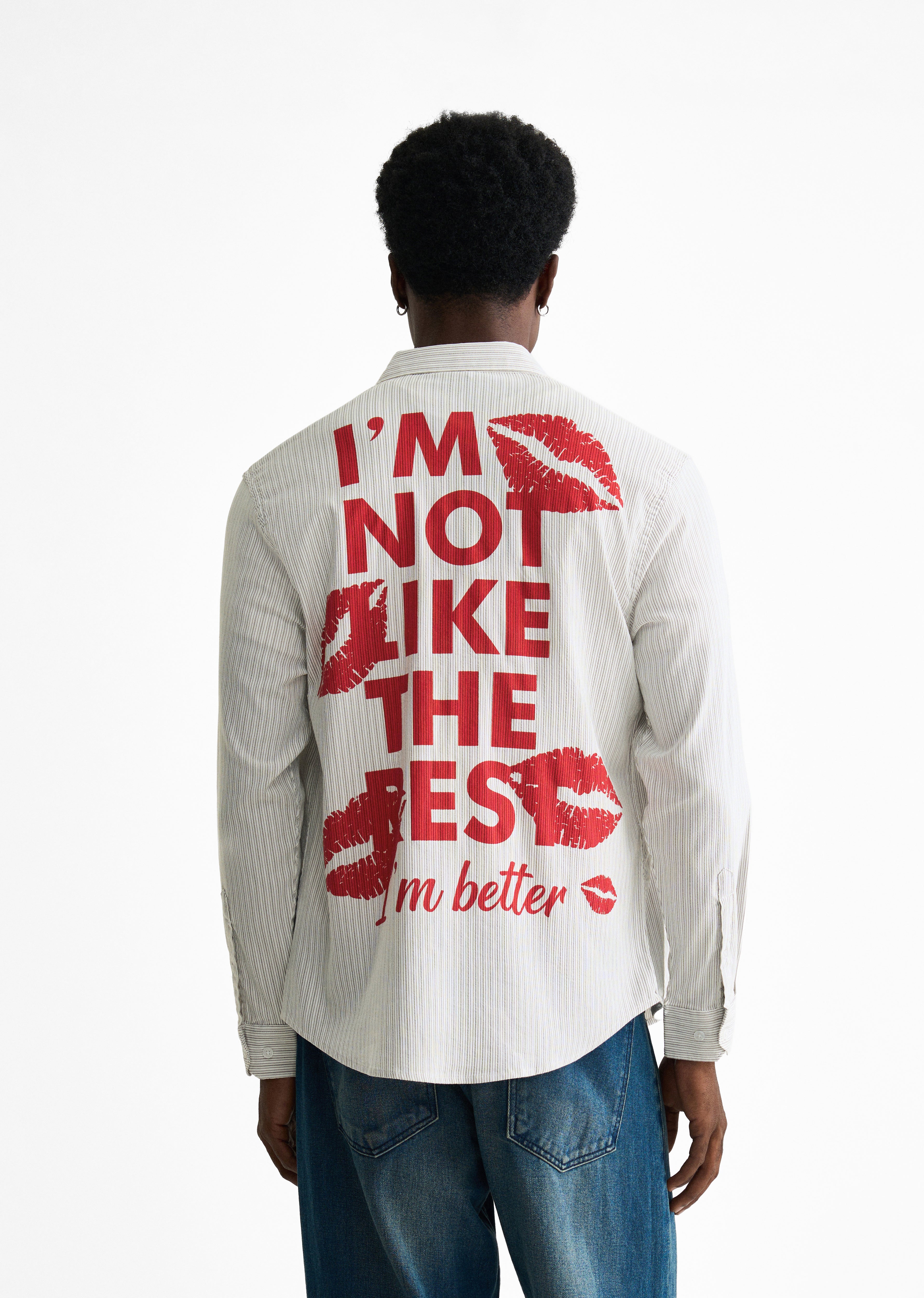 Grey Back Printed Self-Stripe Shirt