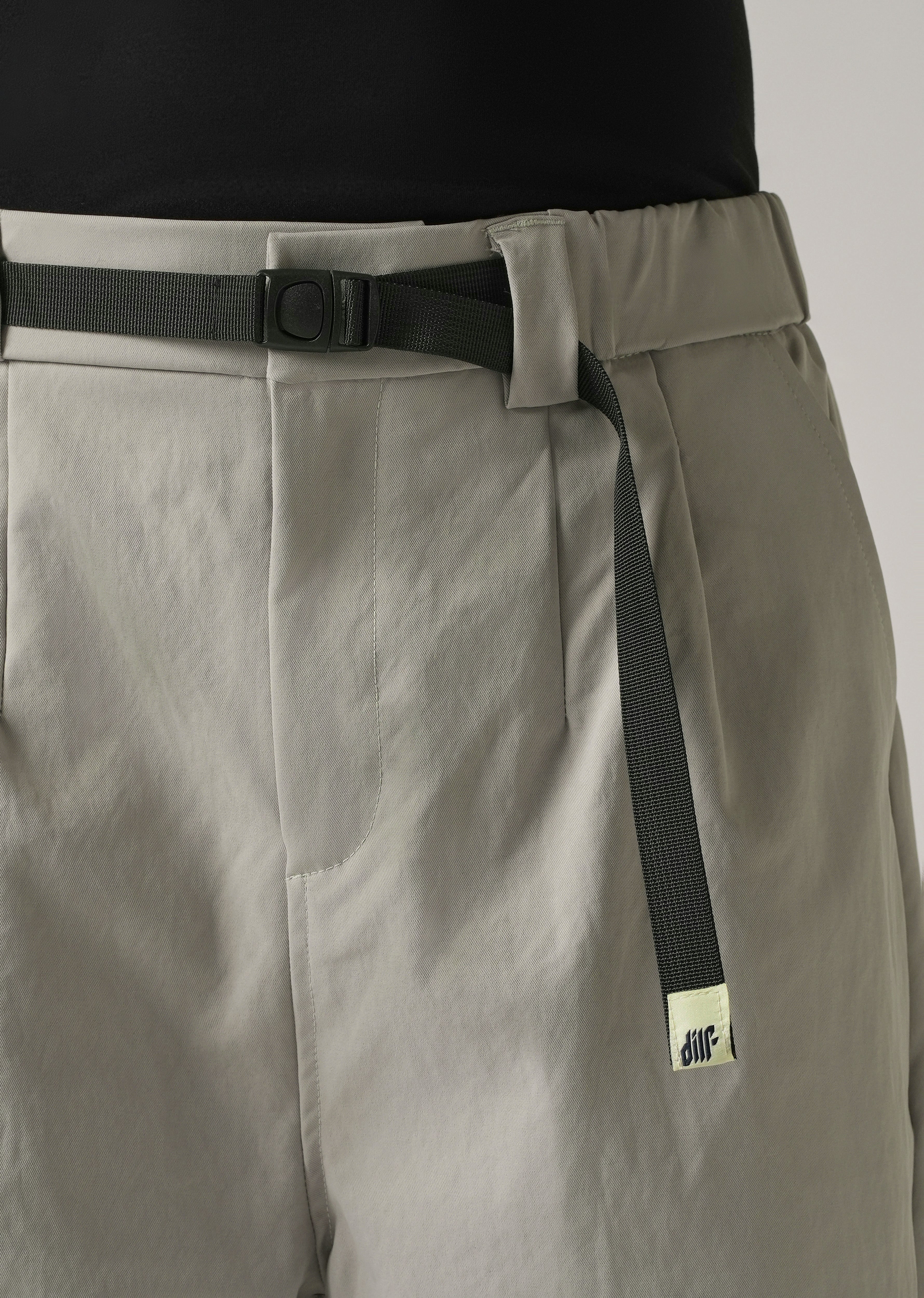 Grey Twill Belt Relaxed Fit Pant