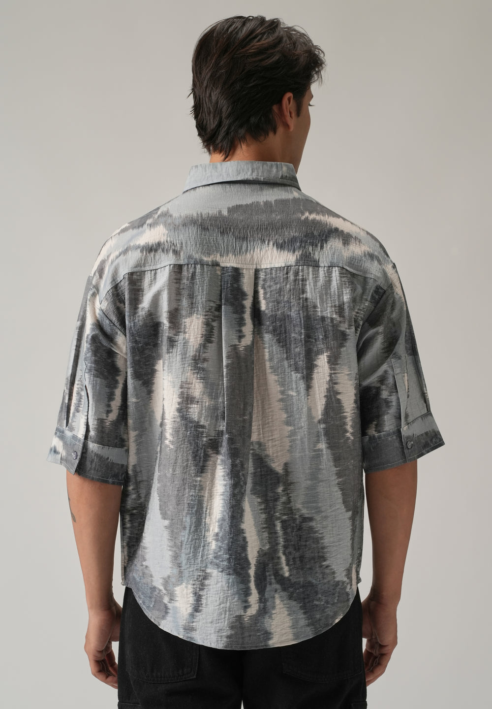 Grey Boxy Fit Abstract Printed Shirt