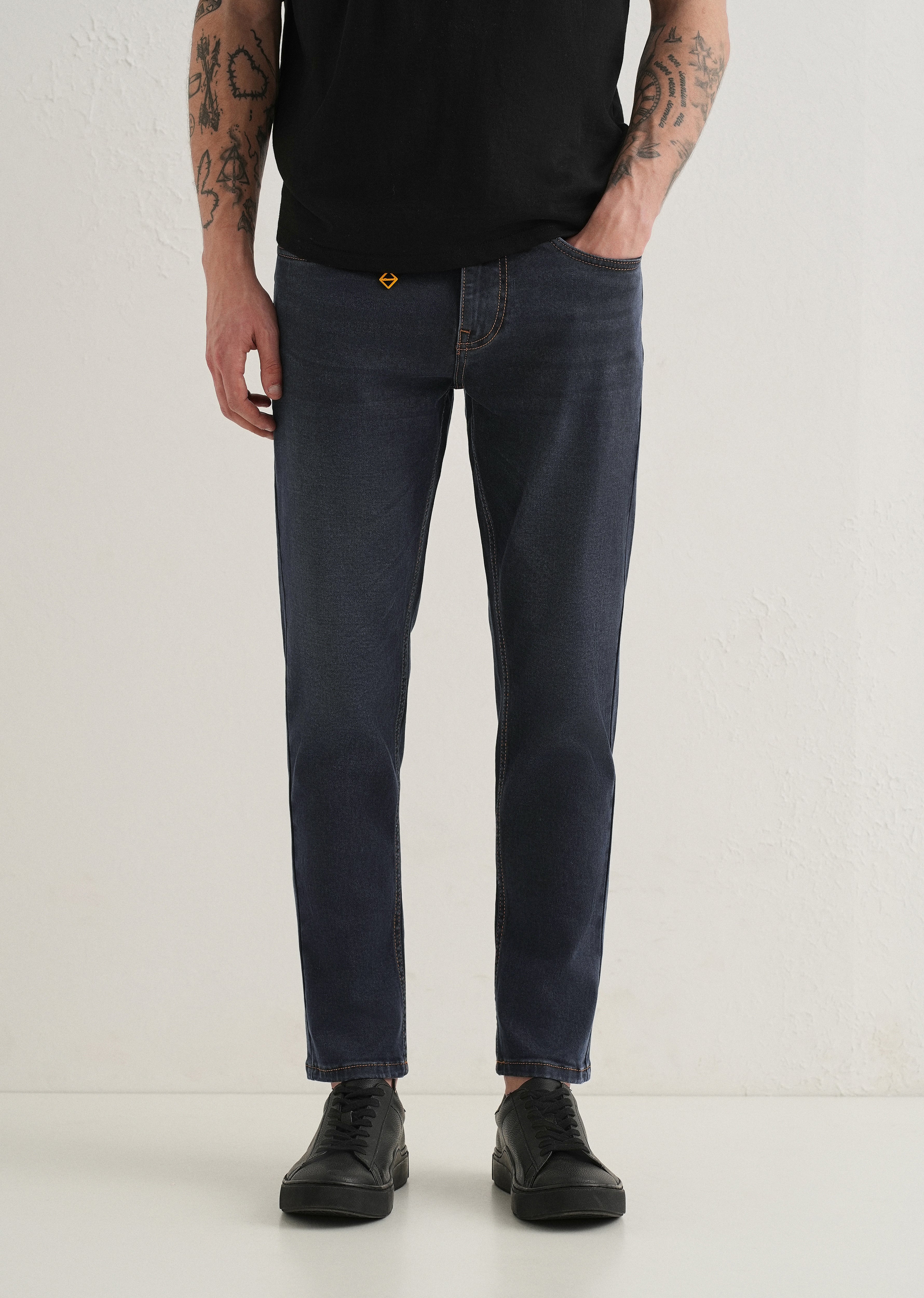 Grey Charcoal Carrot Fit Jeans