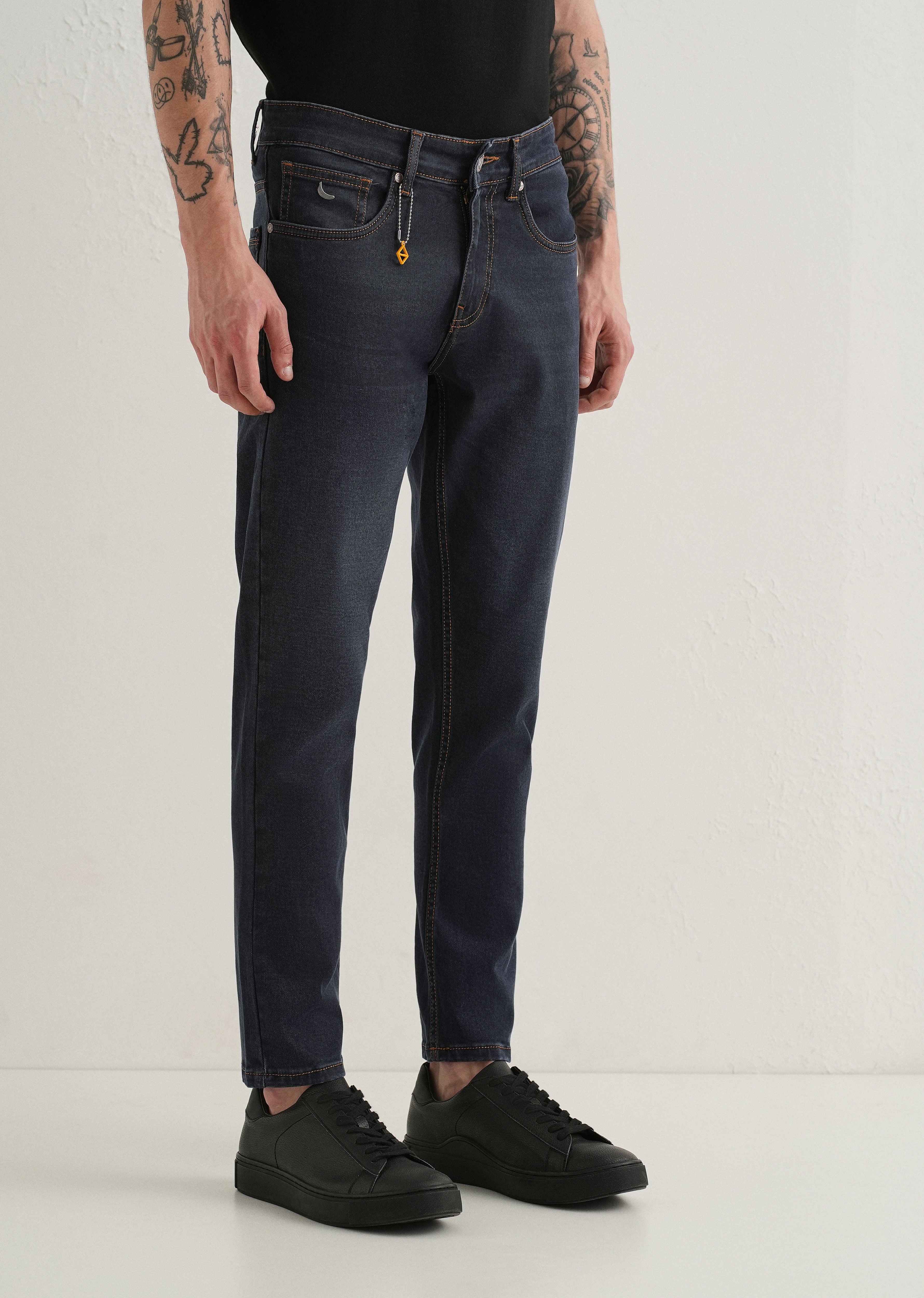 Grey Charcoal Carrot Fit Jeans