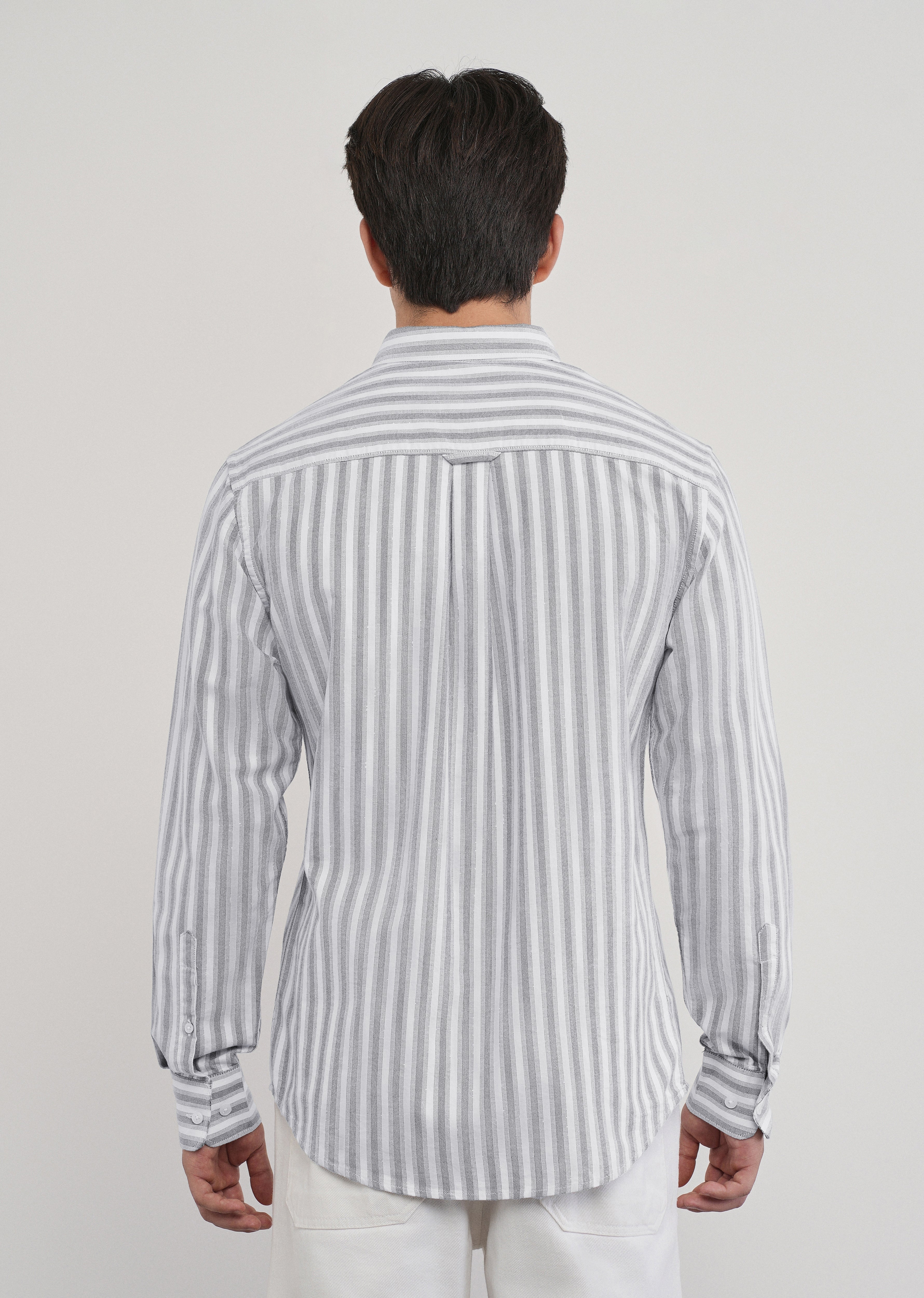 Grey Classic Cotton Stripe Shirt