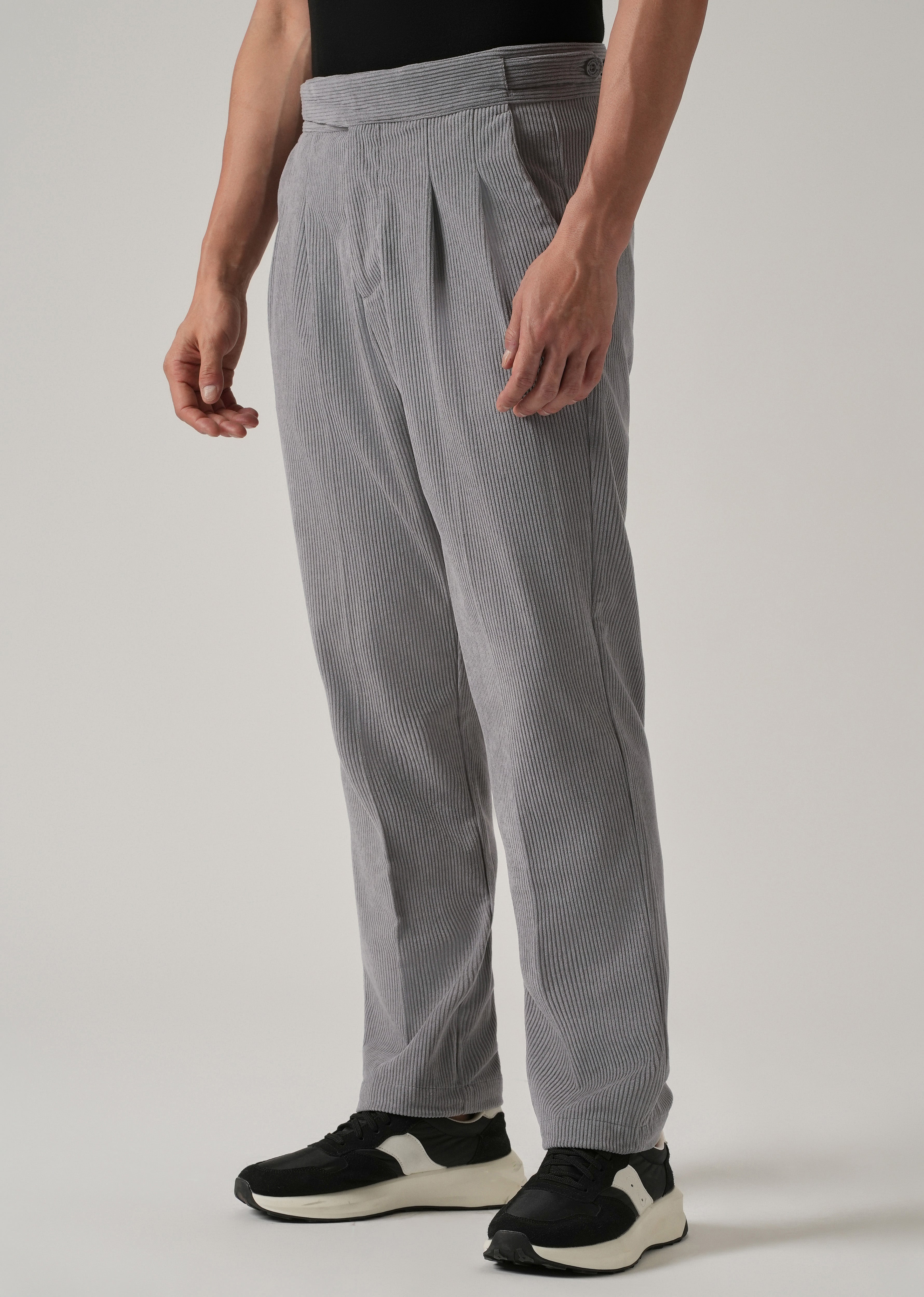 Grey Corduroy Gurkha Pants