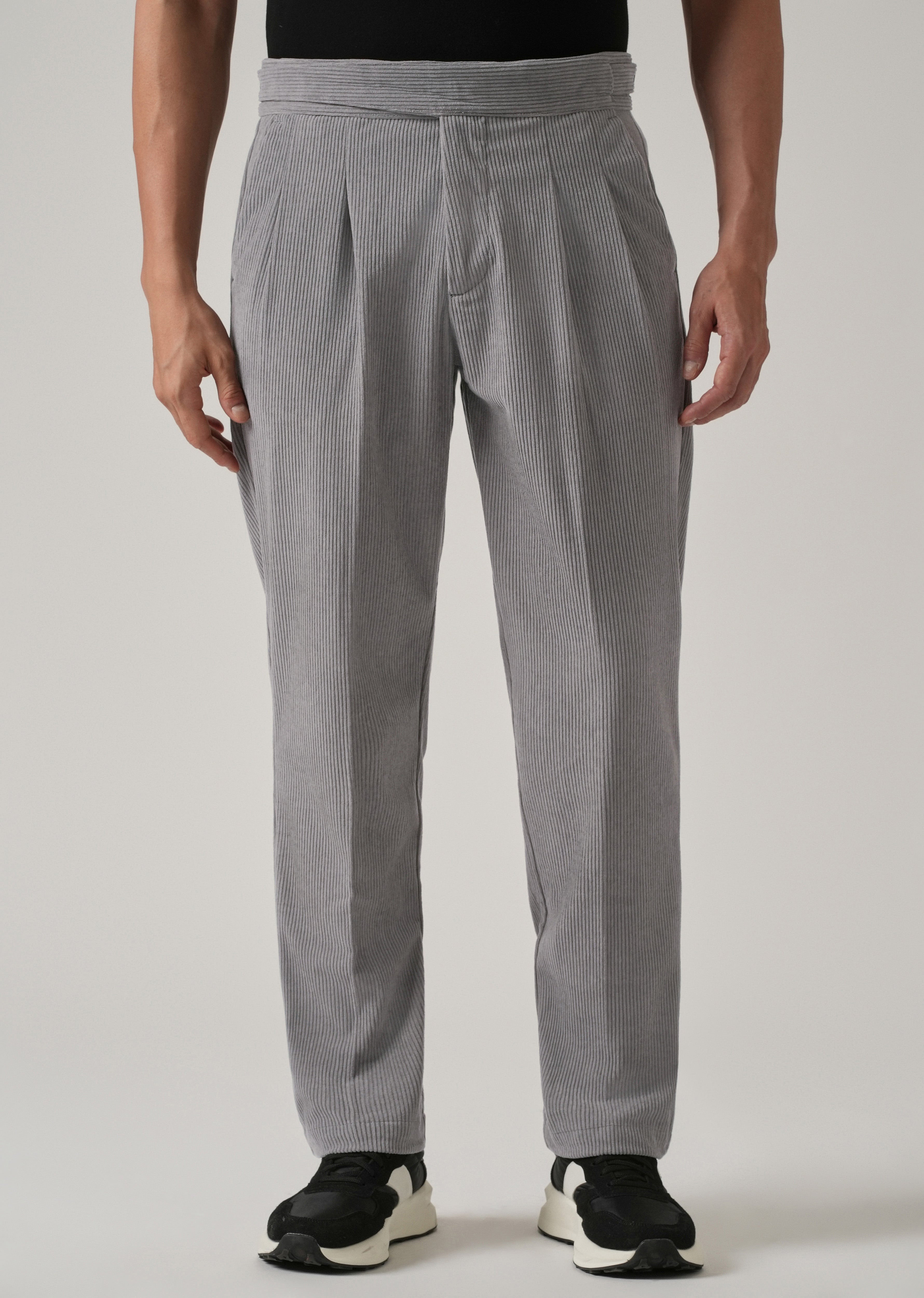 Grey Corduroy Gurkha Pants