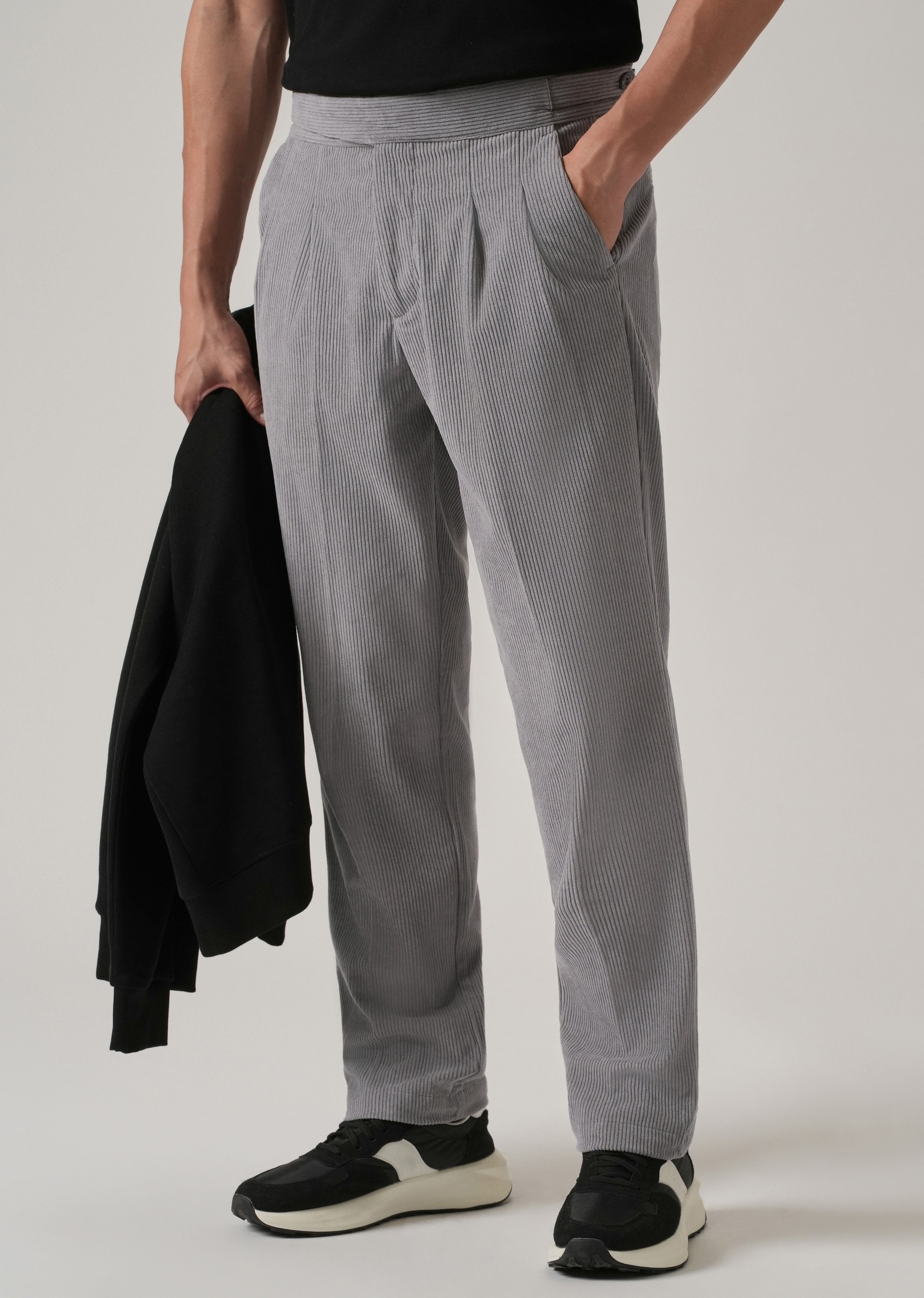 Grey Corduroy Gurkha Pants