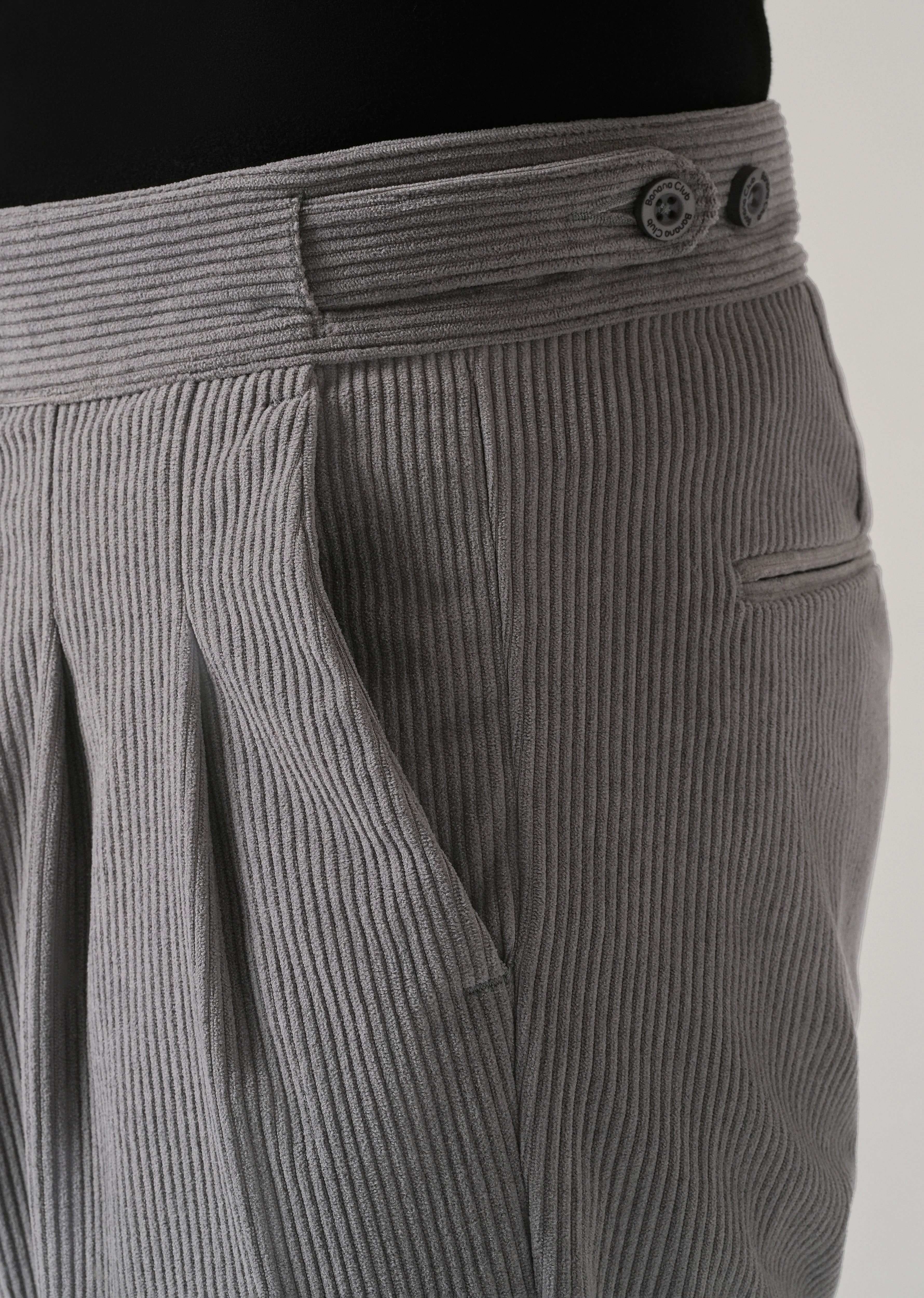 Grey Corduroy Gurkha Pants