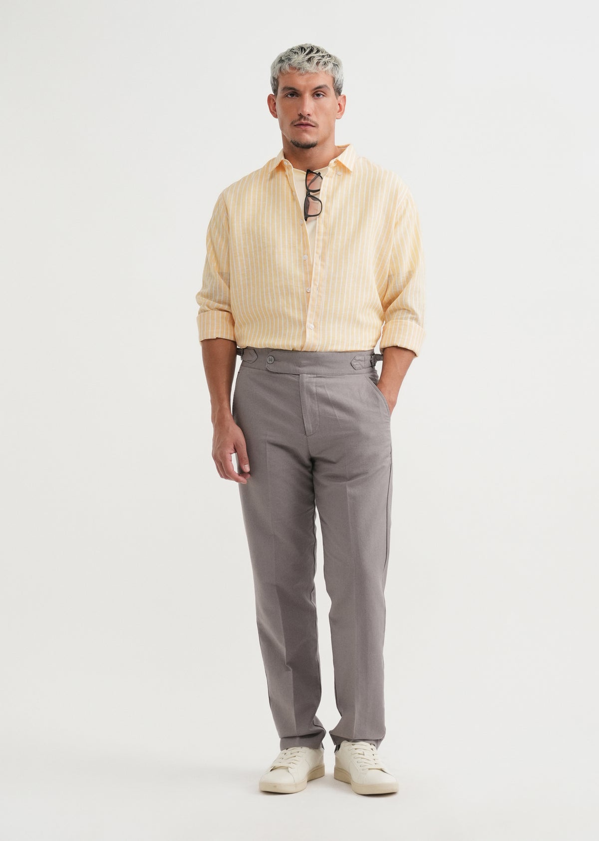 Grey Cotton Linen Gurkha Pant