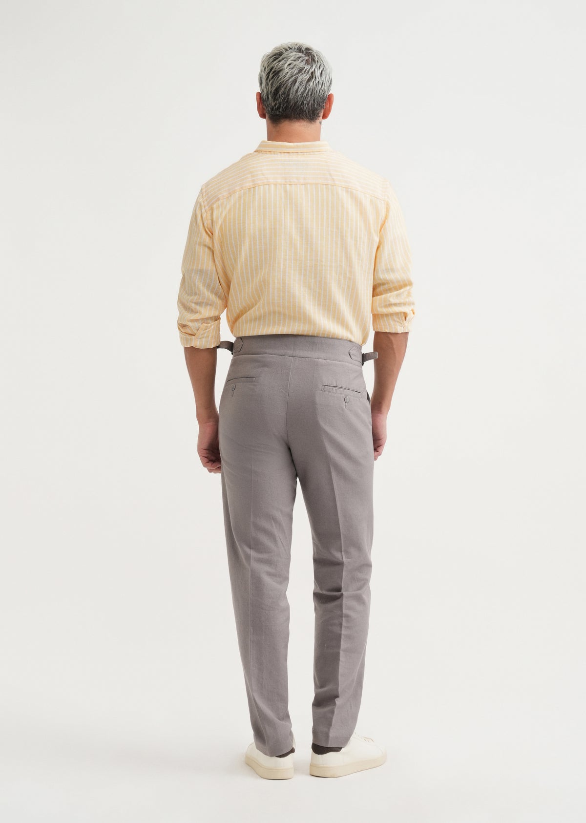 Grey Cotton Linen Gurkha Pant