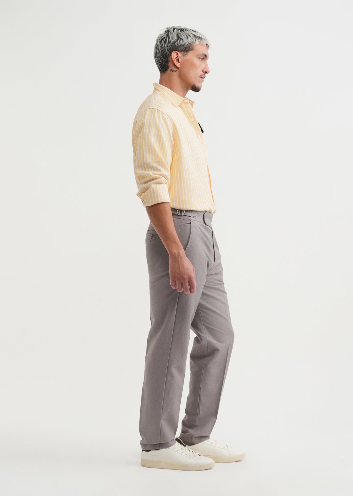 Grey Cotton Linen Gurkha Pant