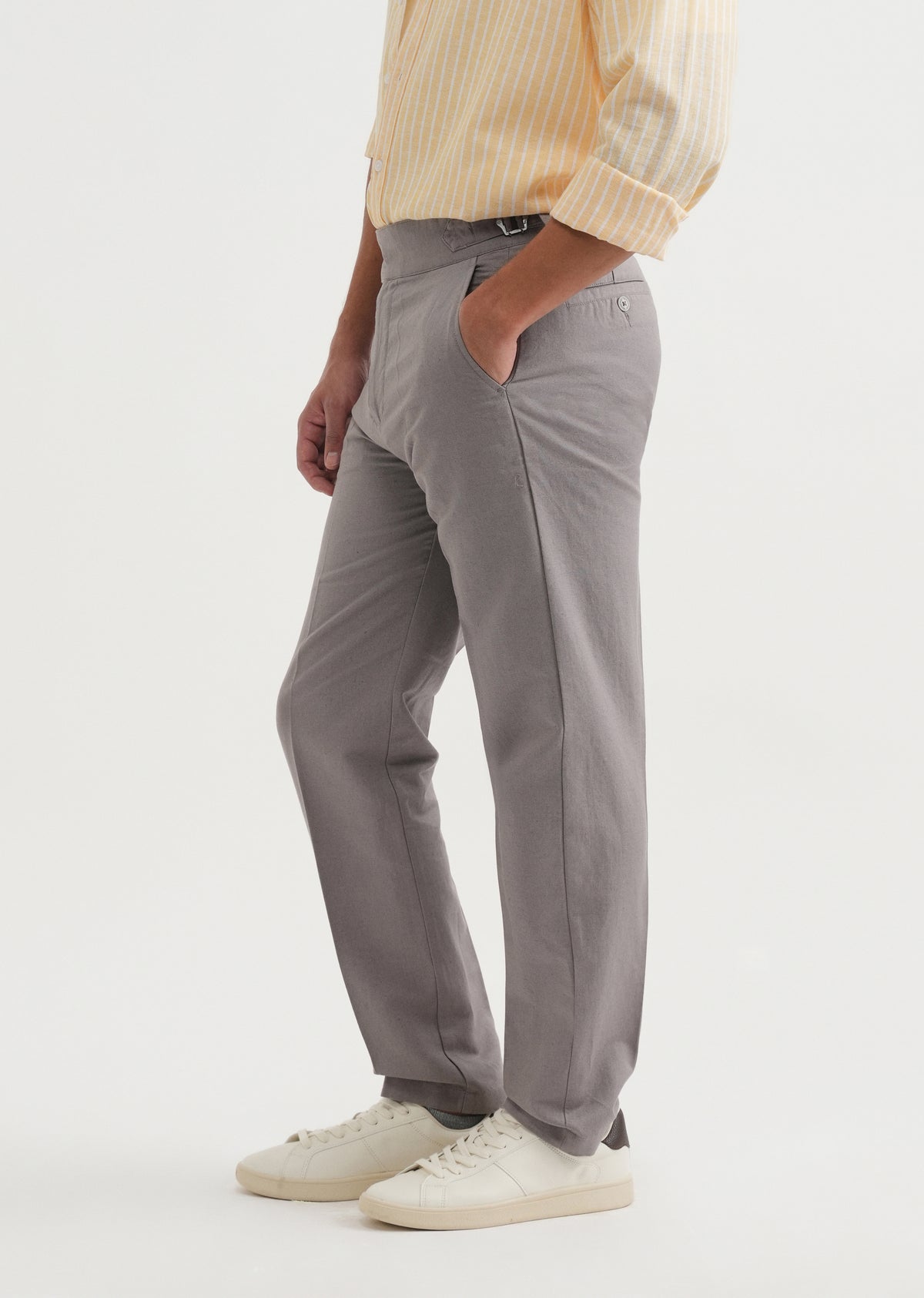 Grey Cotton Linen Gurkha Pant