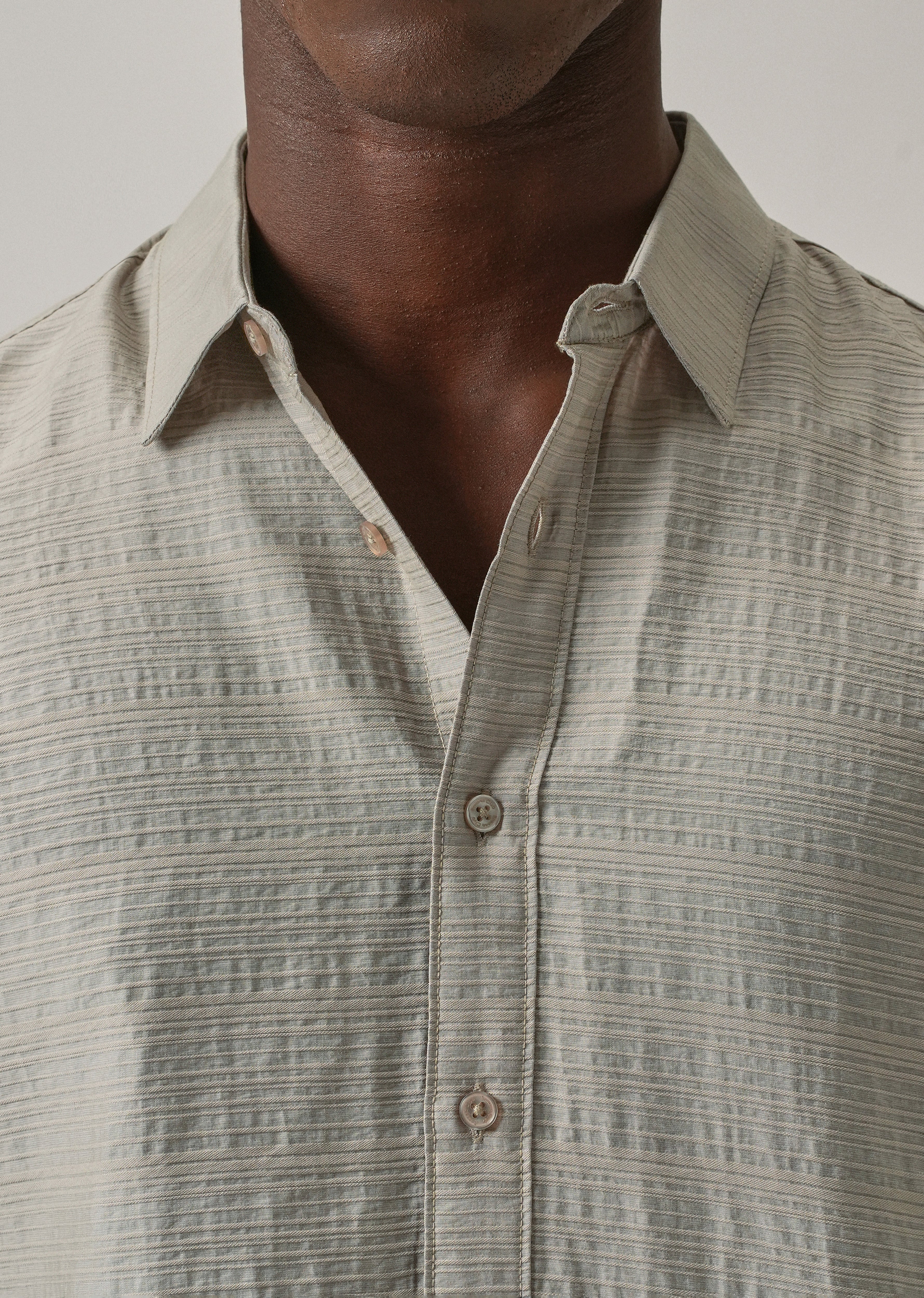 Grey Crushed Self Stripe Shirt