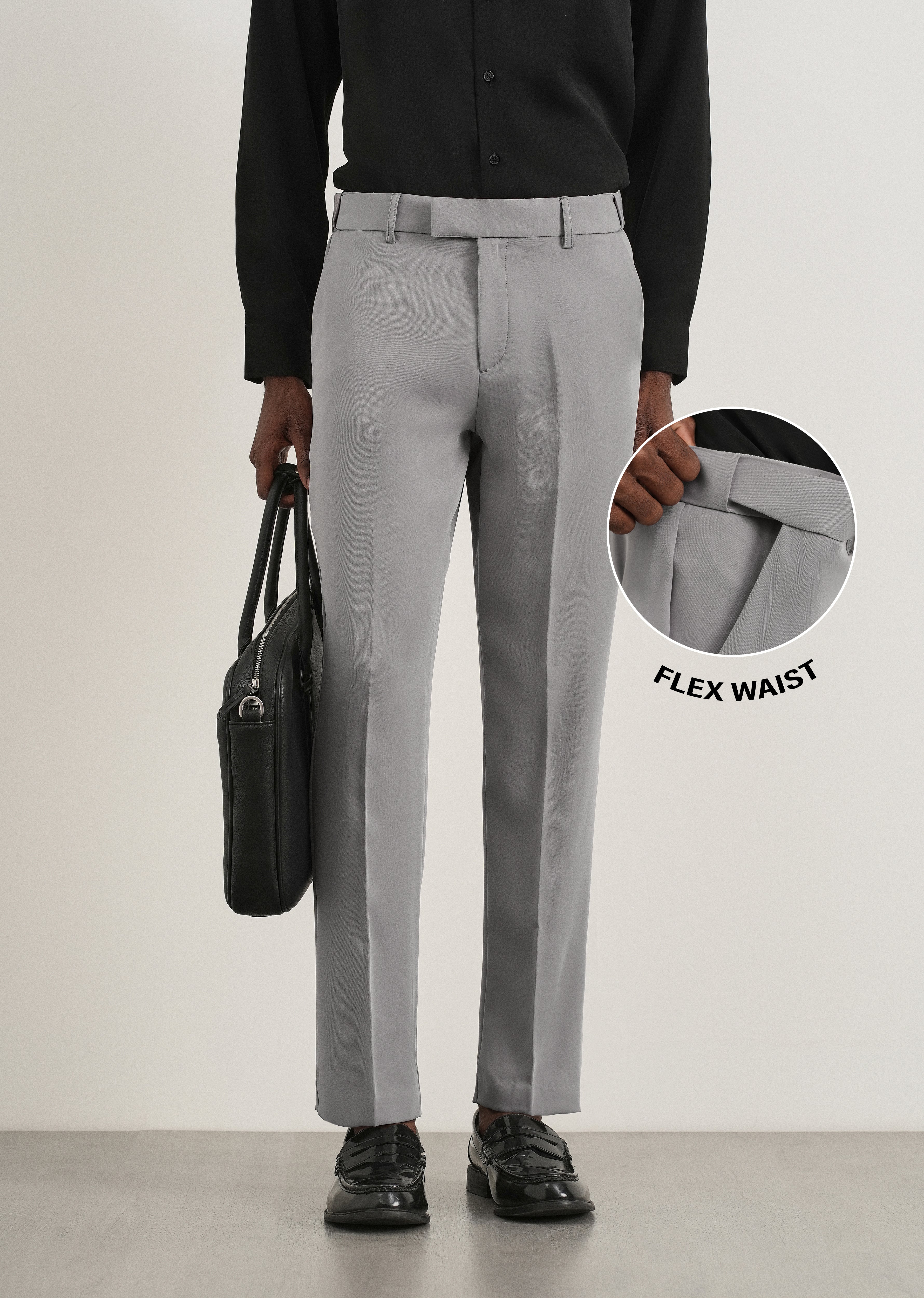 Grey Flex Waist Slim Fit Trouser