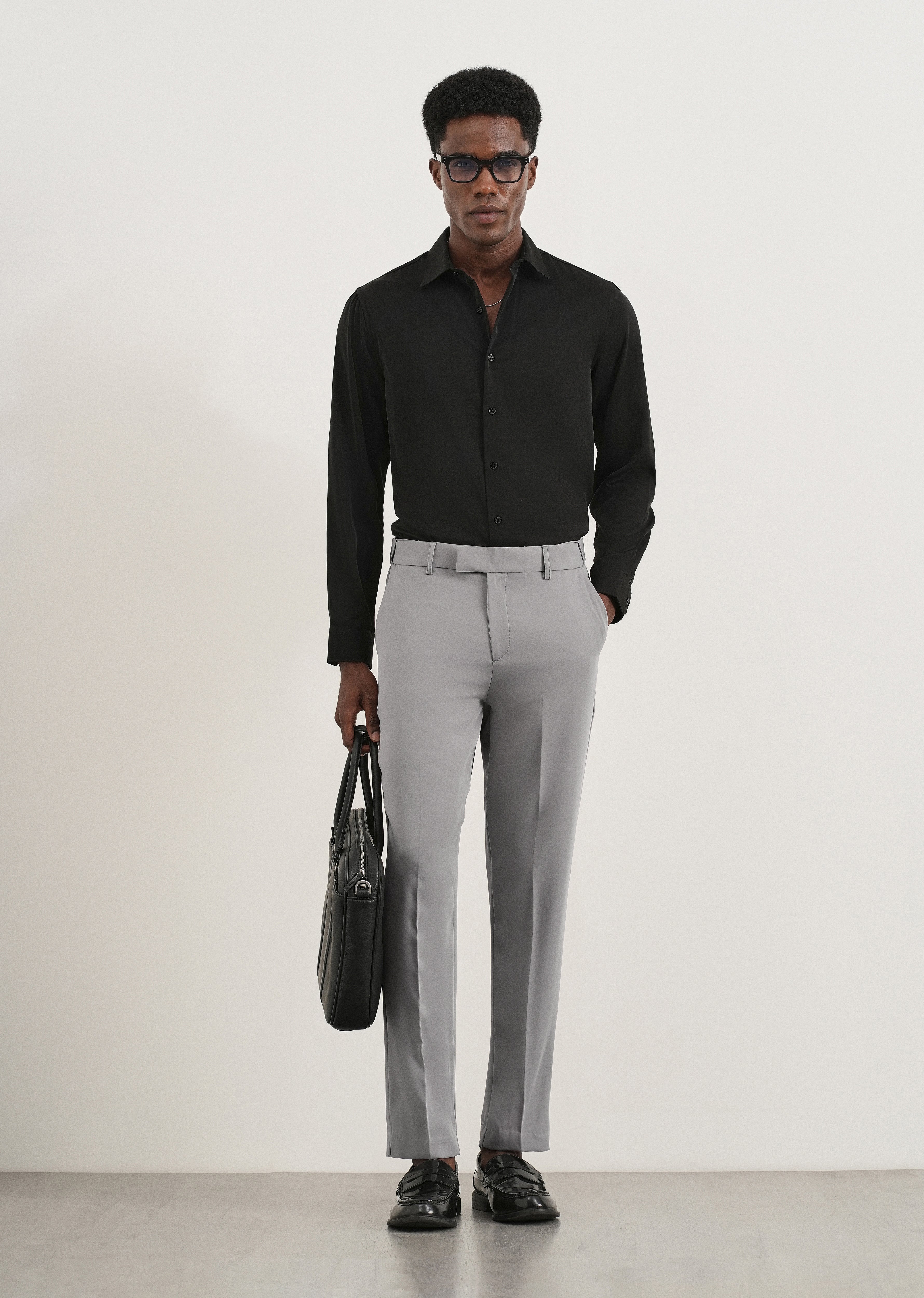 Grey Flex Waist Slim Fit Trouser