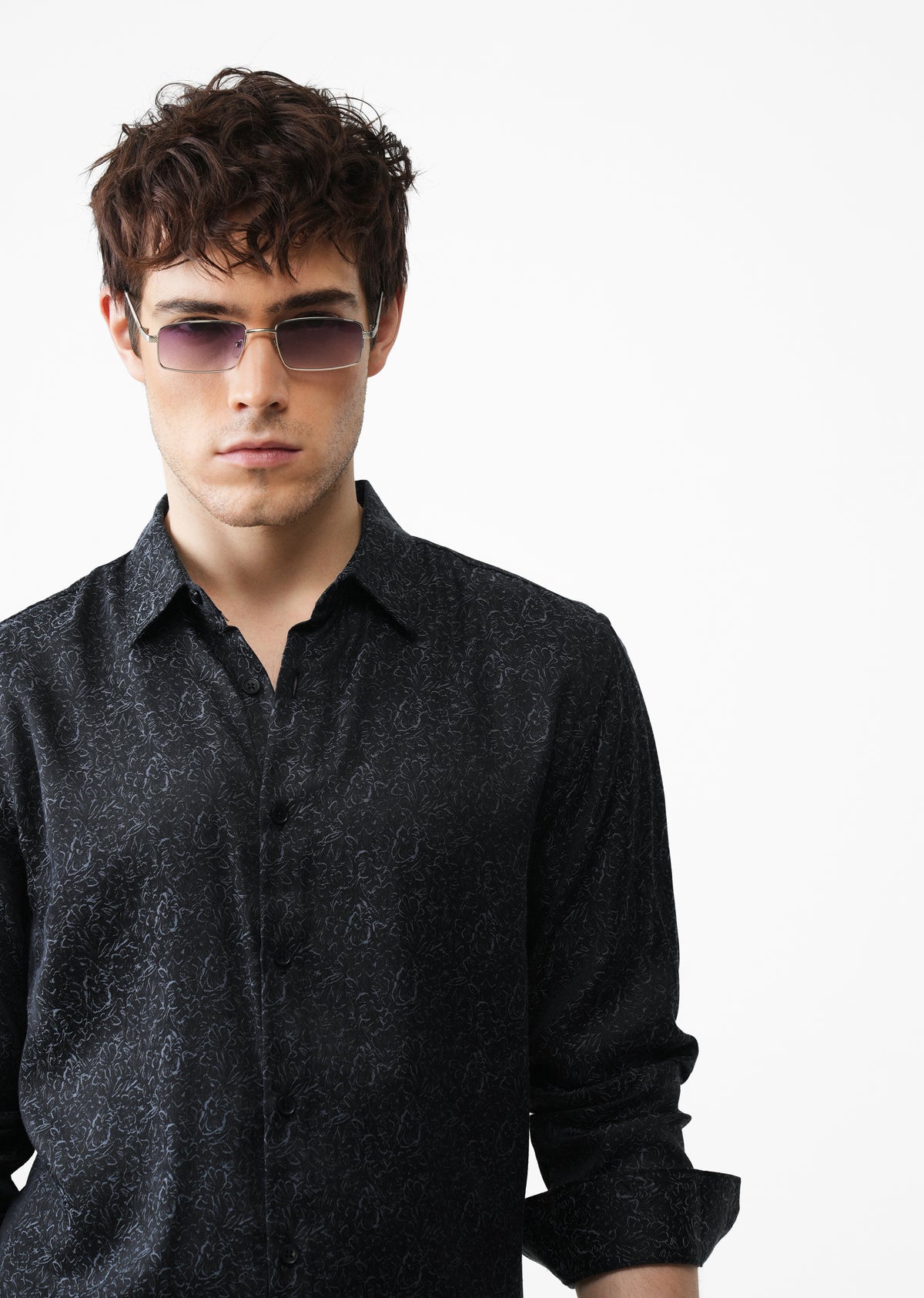 Grey Floral Jacquard Shirt