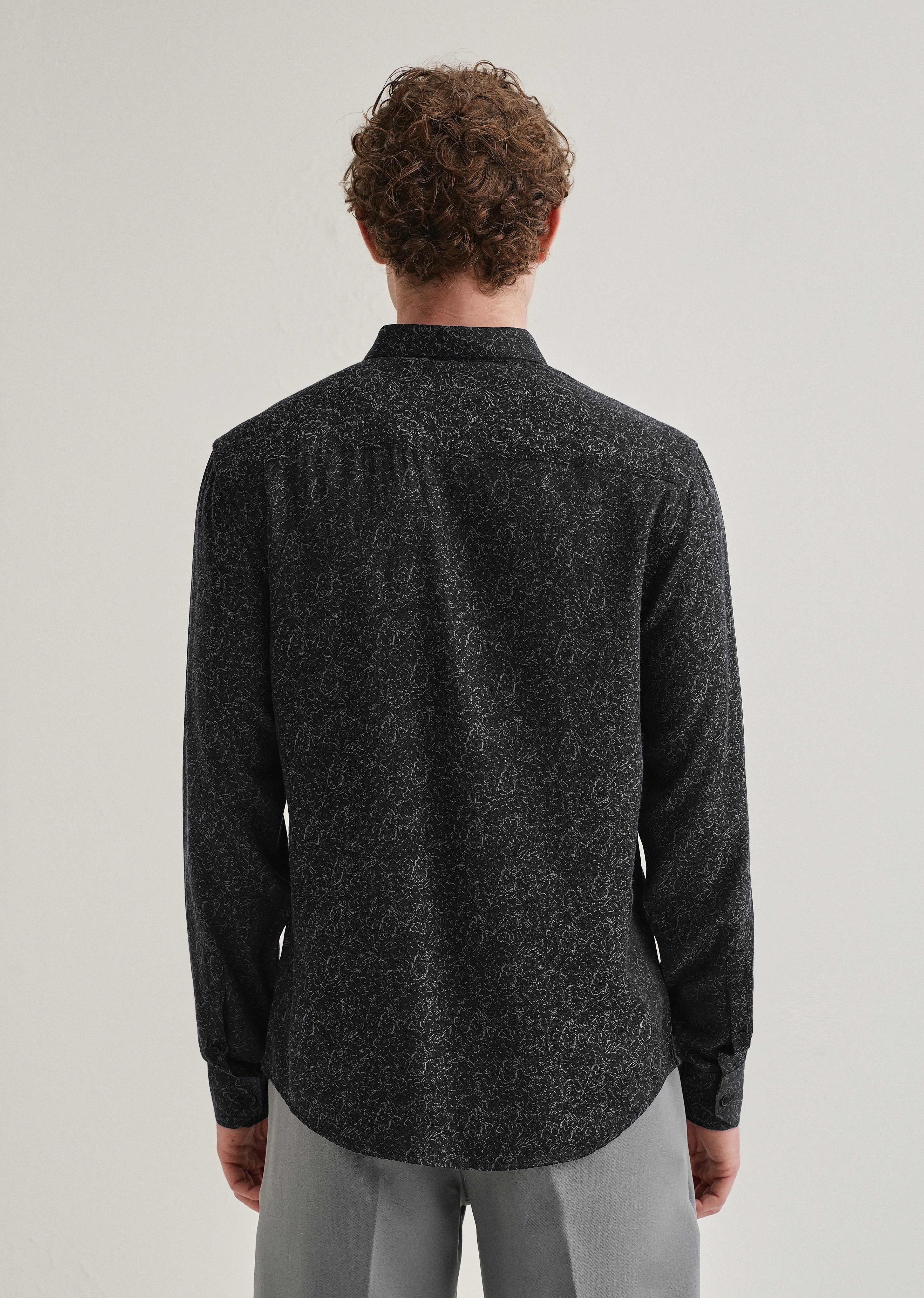 Grey Floral Jacquard Shirt