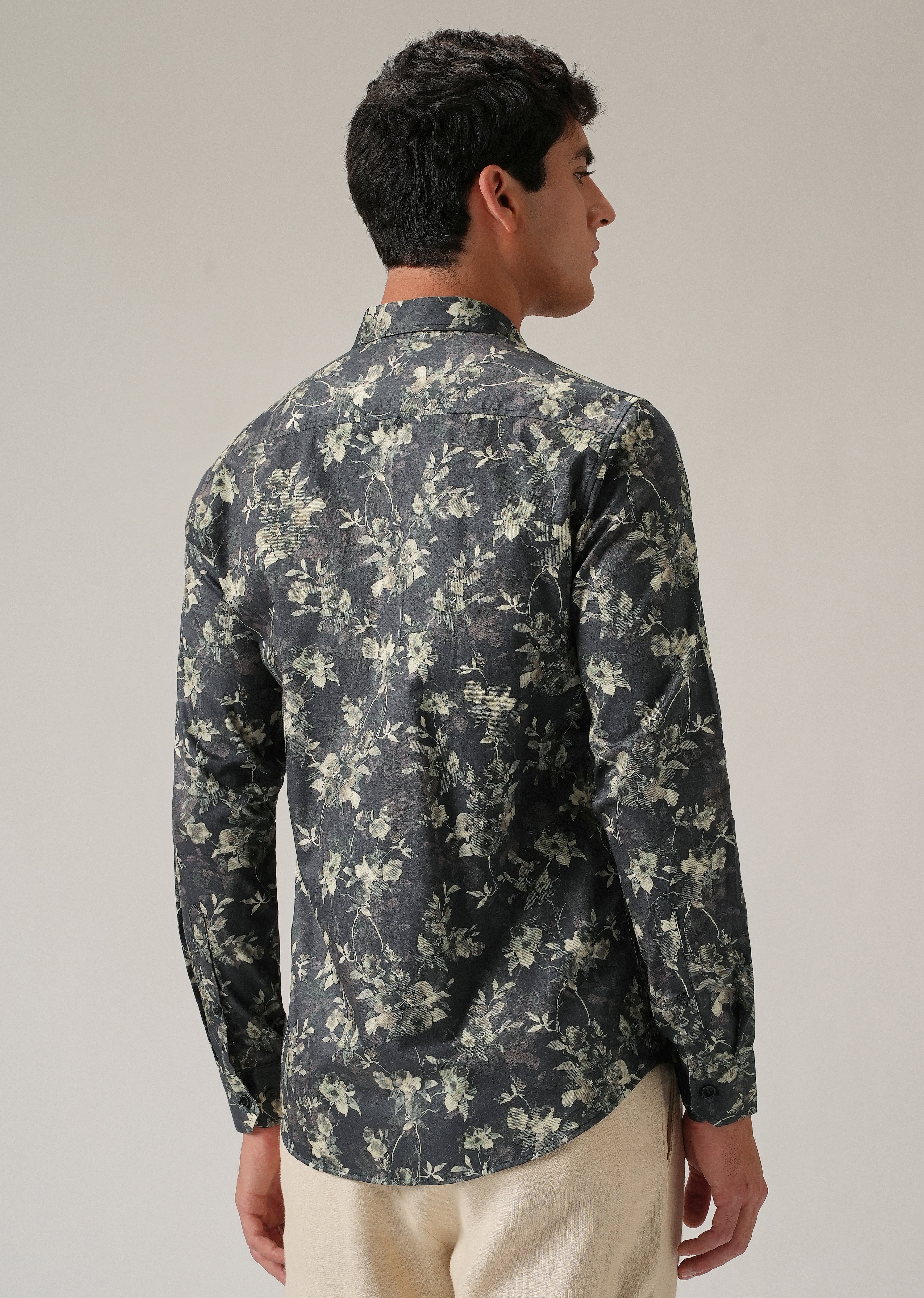 Grey Floral Print Shirt