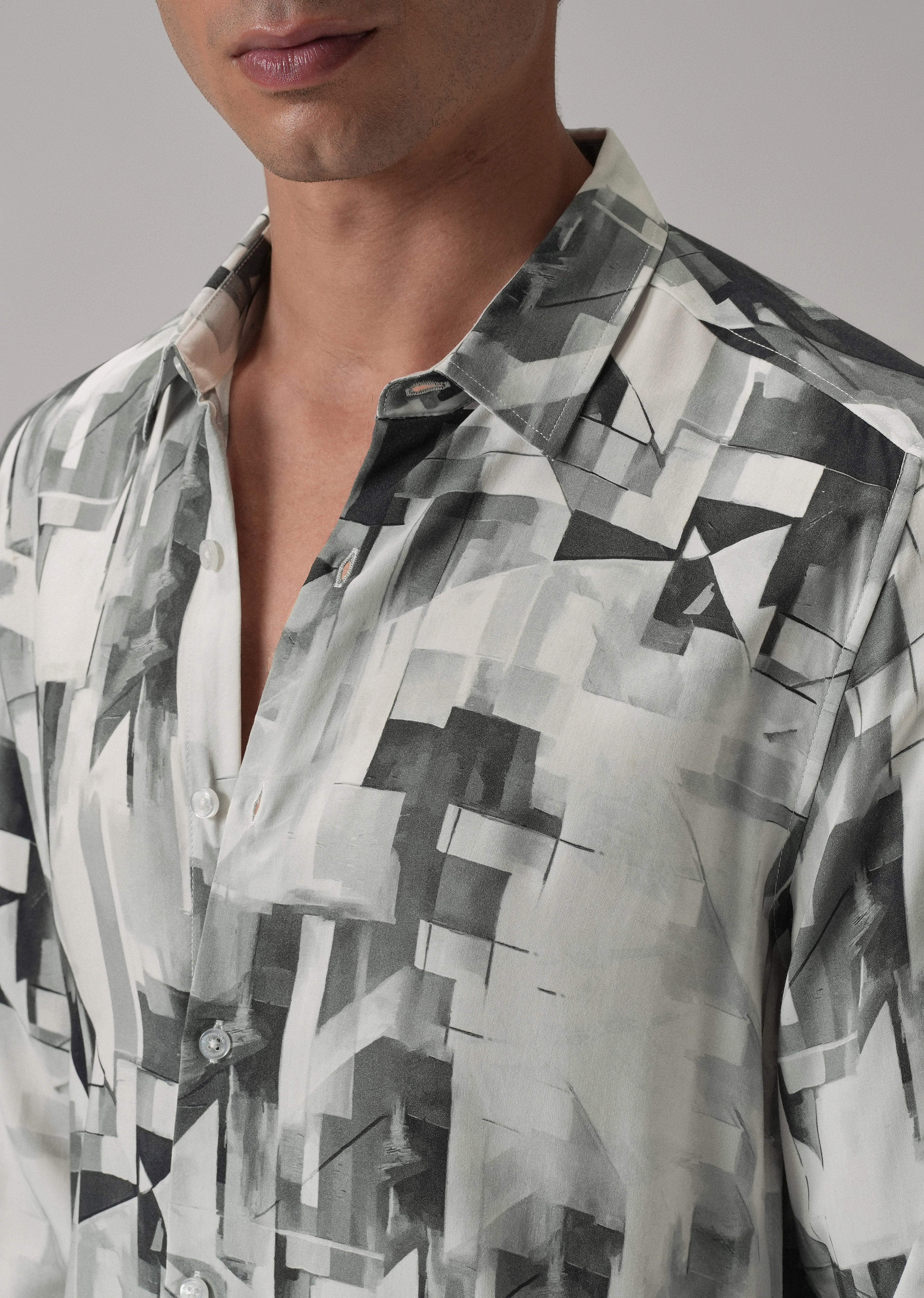 Grey Geometric Printed Shirt