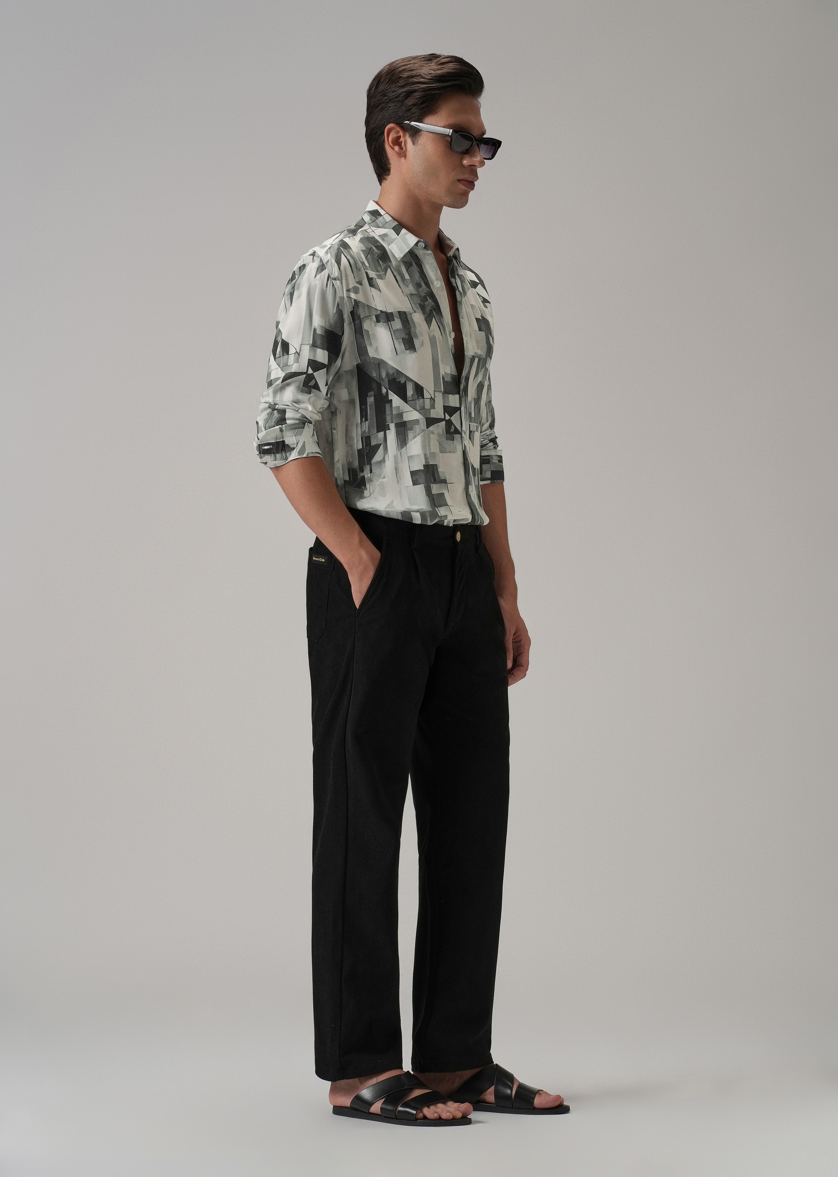 Grey Geometric Printed Shirt