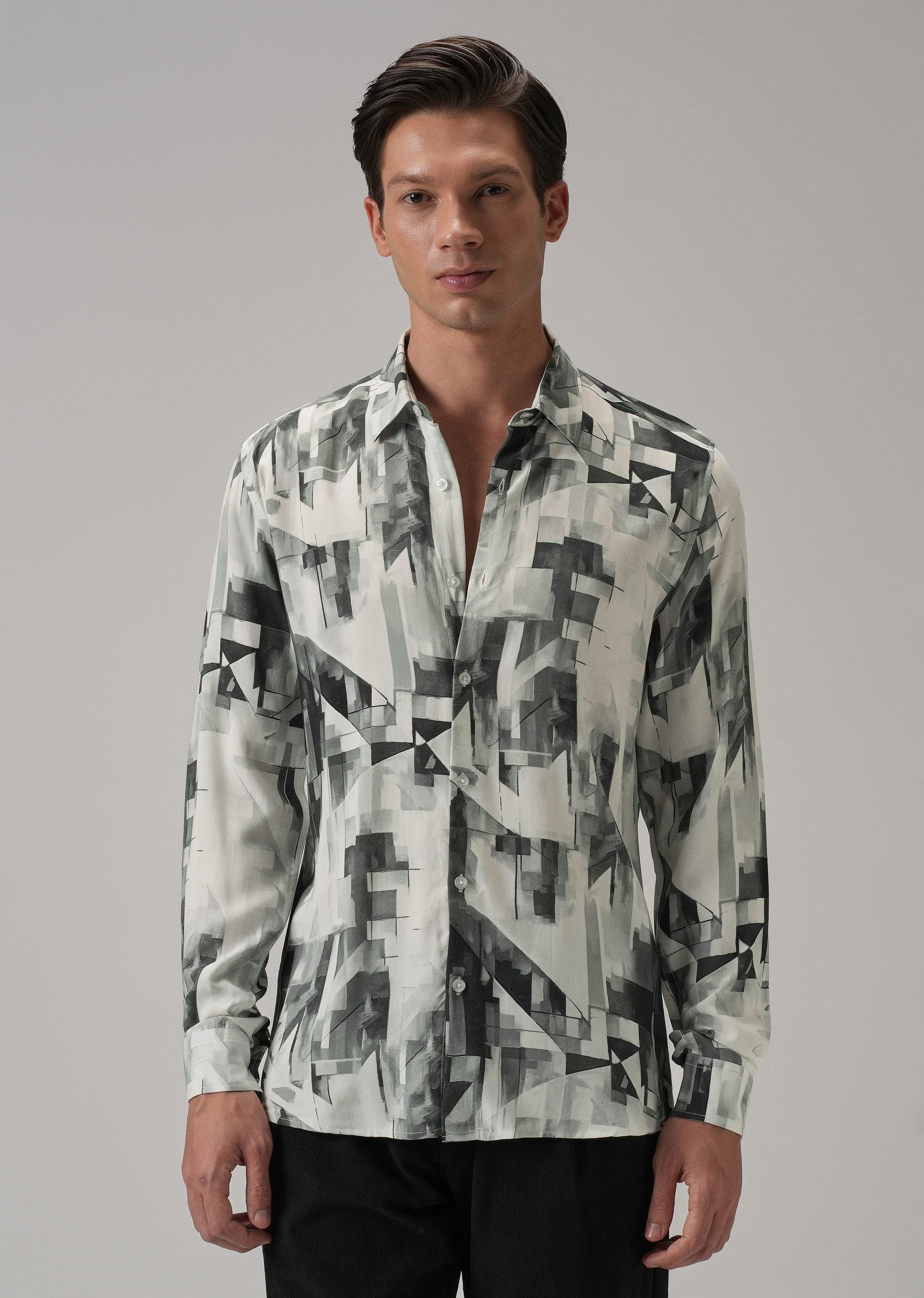 Grey Geometric Printed Shirt