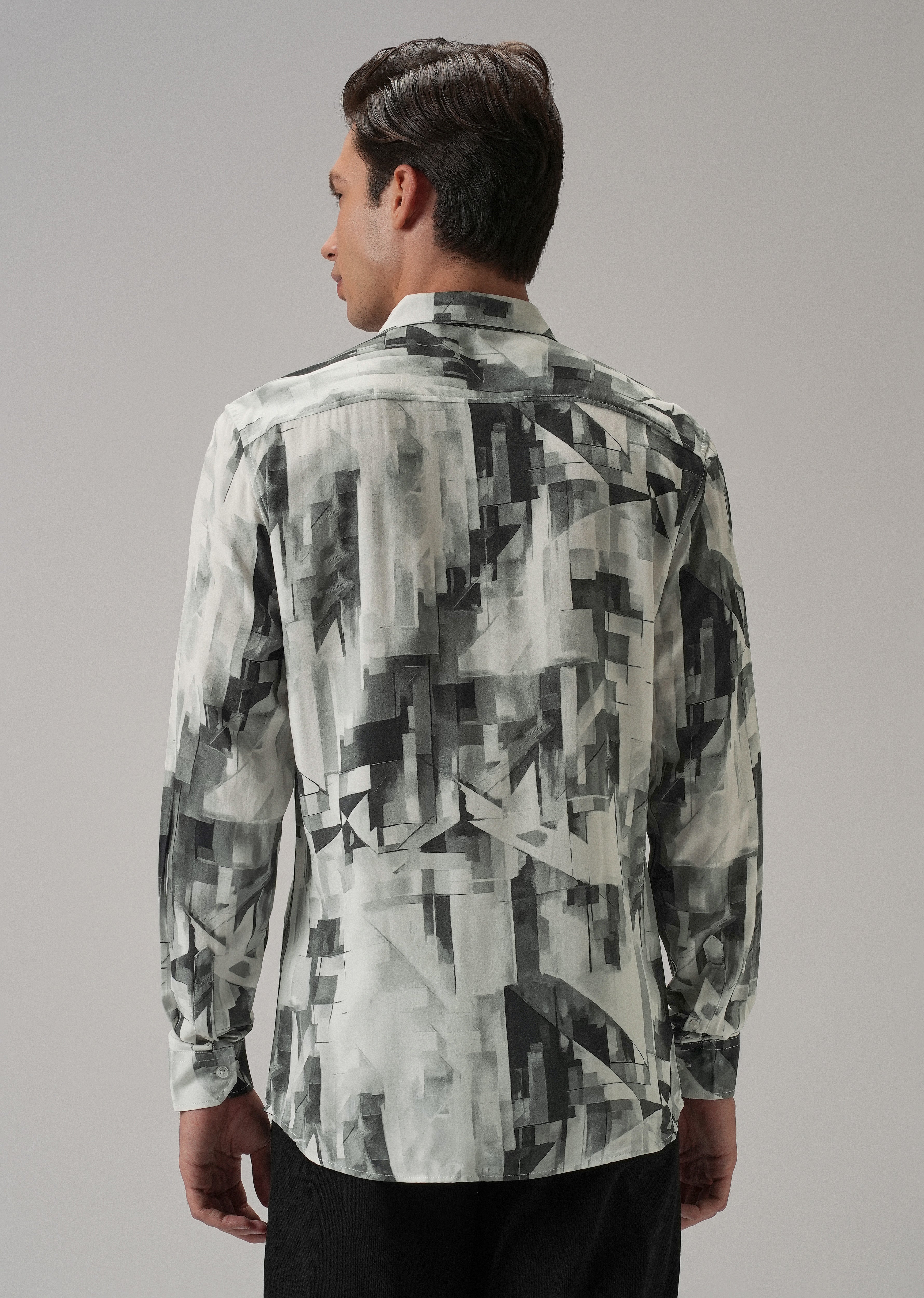Grey Geometric Printed Shirt