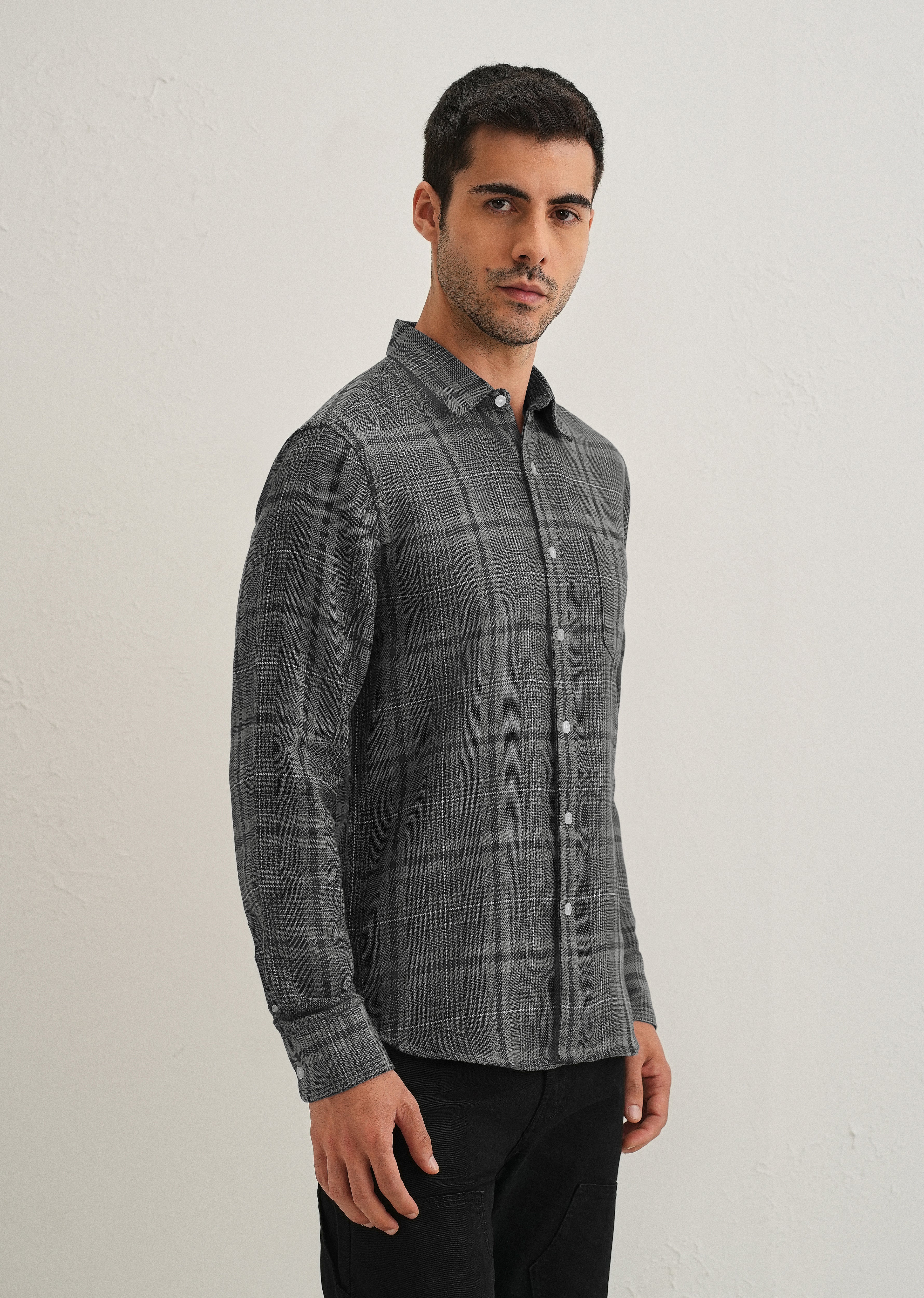 Grey Glen Plaid Check Shirt