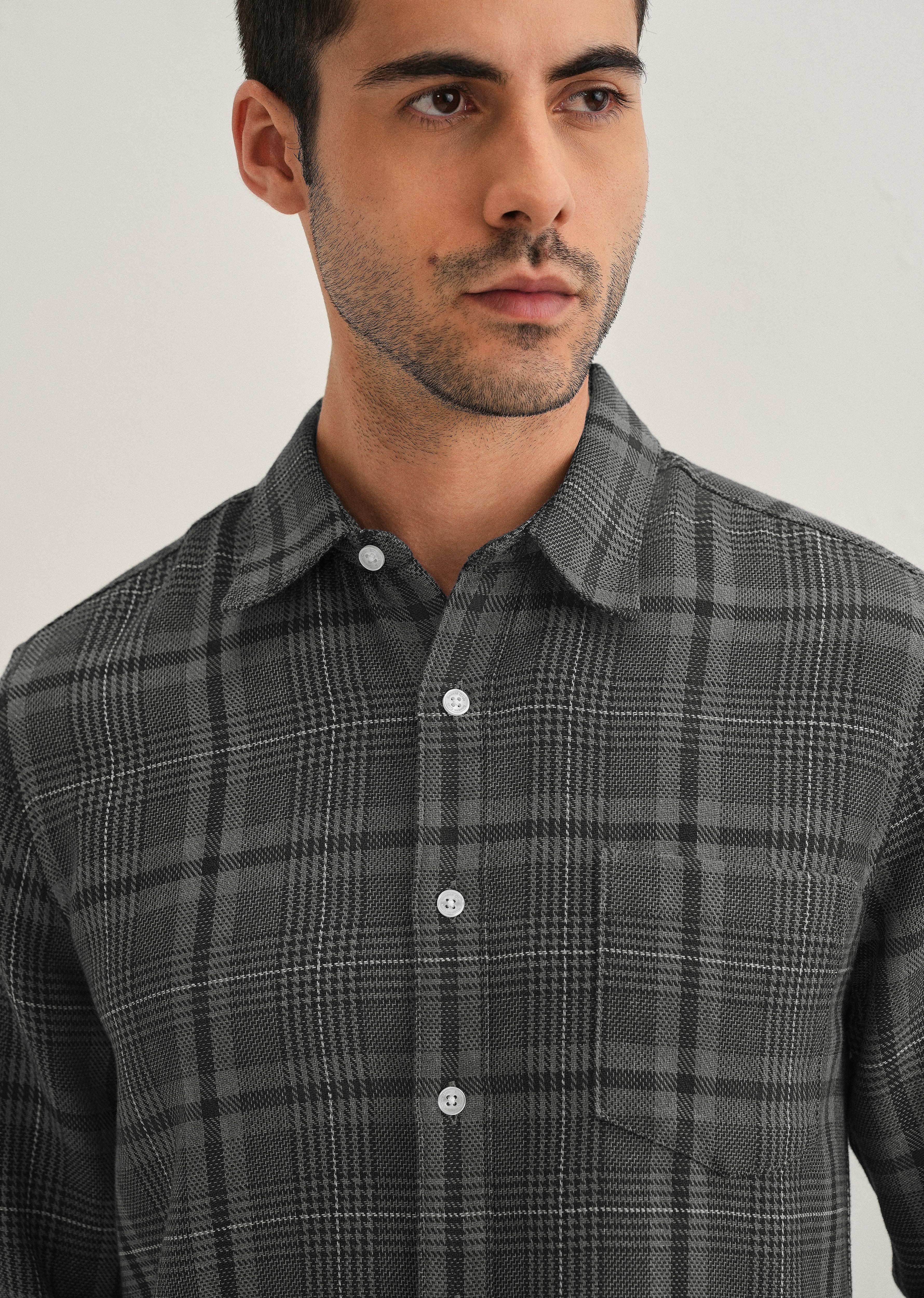 Grey Glen Plaid Check Shirt