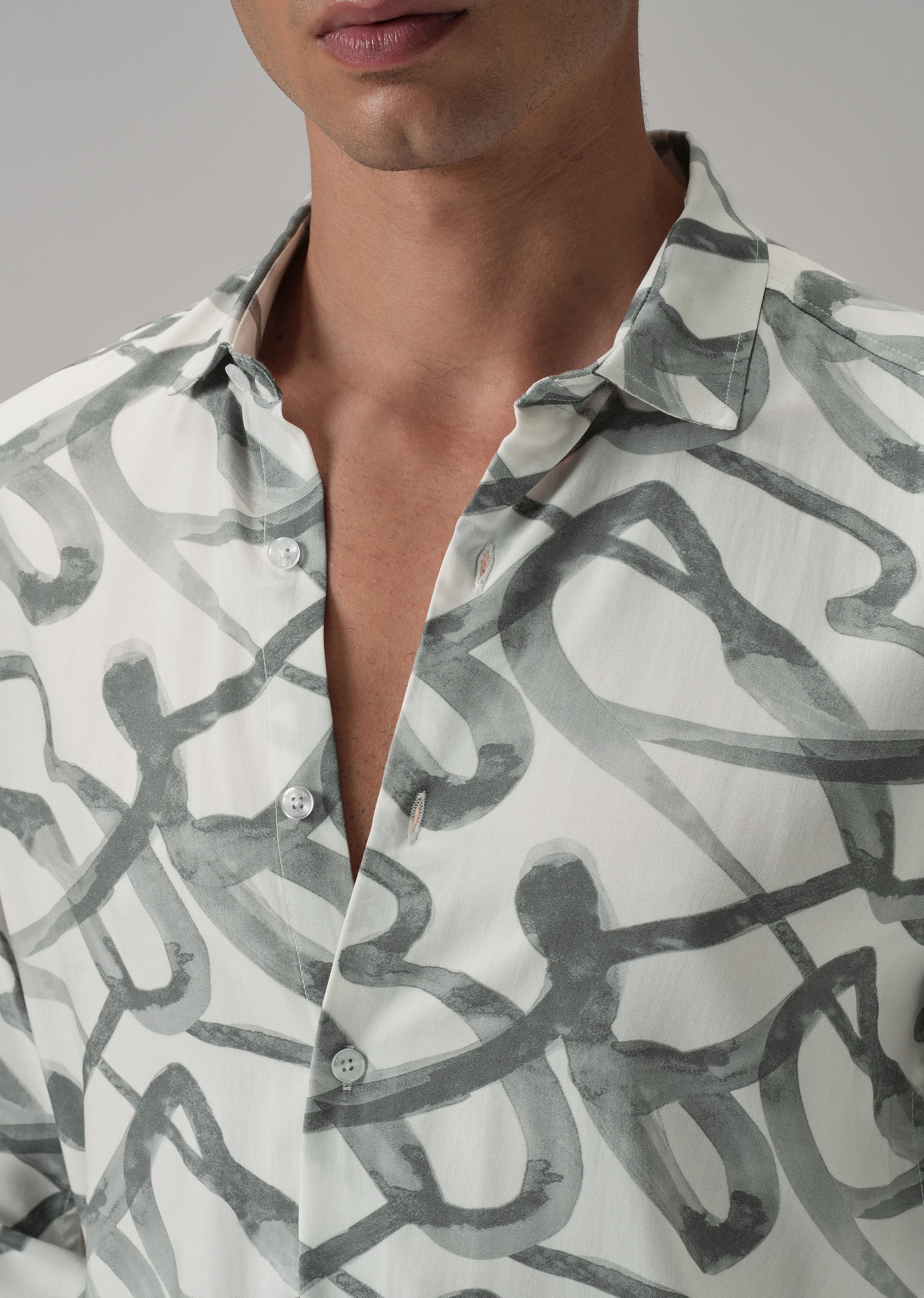 Grey Graffiti Printed Shirt