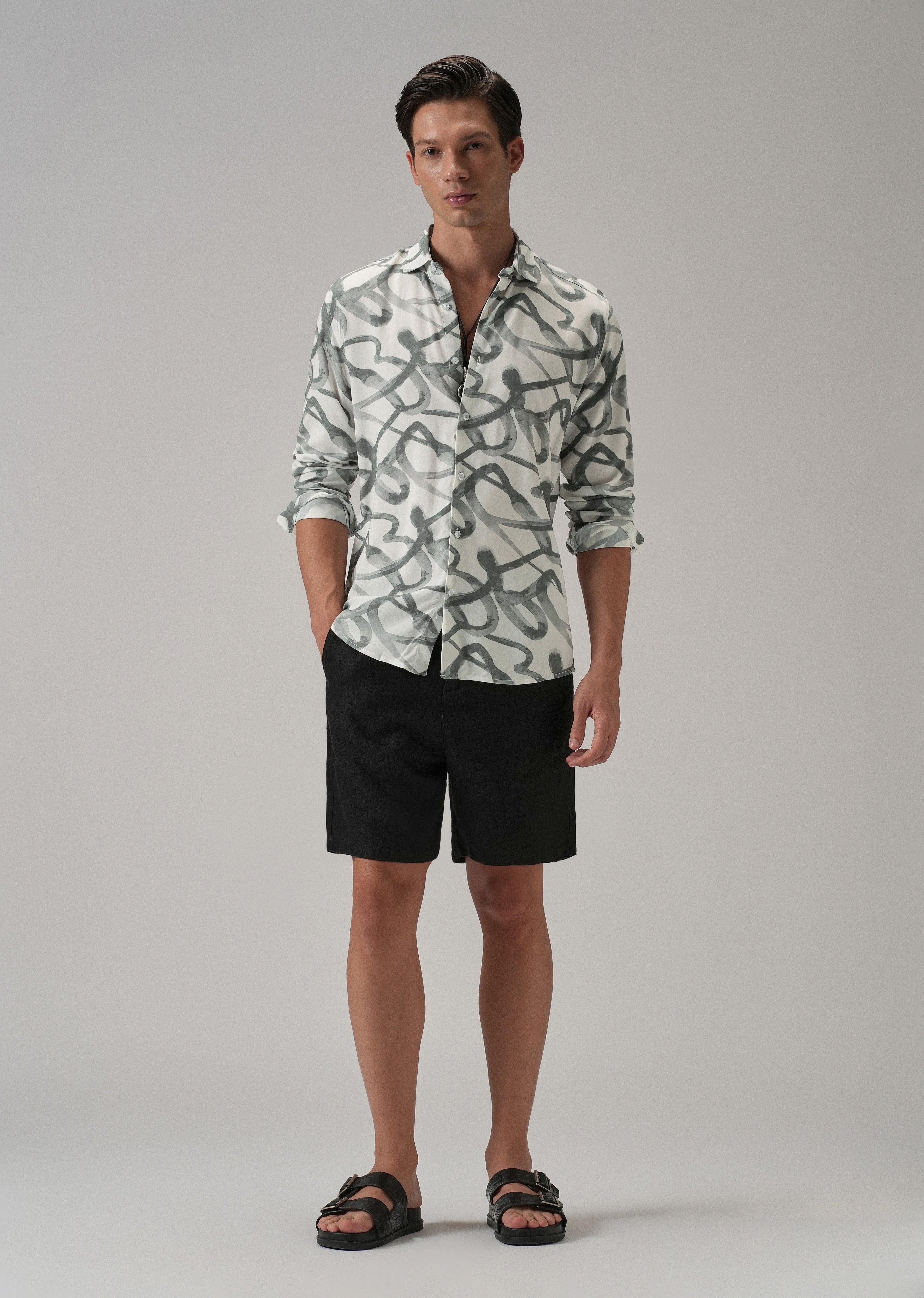Grey Graffiti Printed Shirt