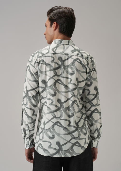 Grey Graffiti Printed Shirt