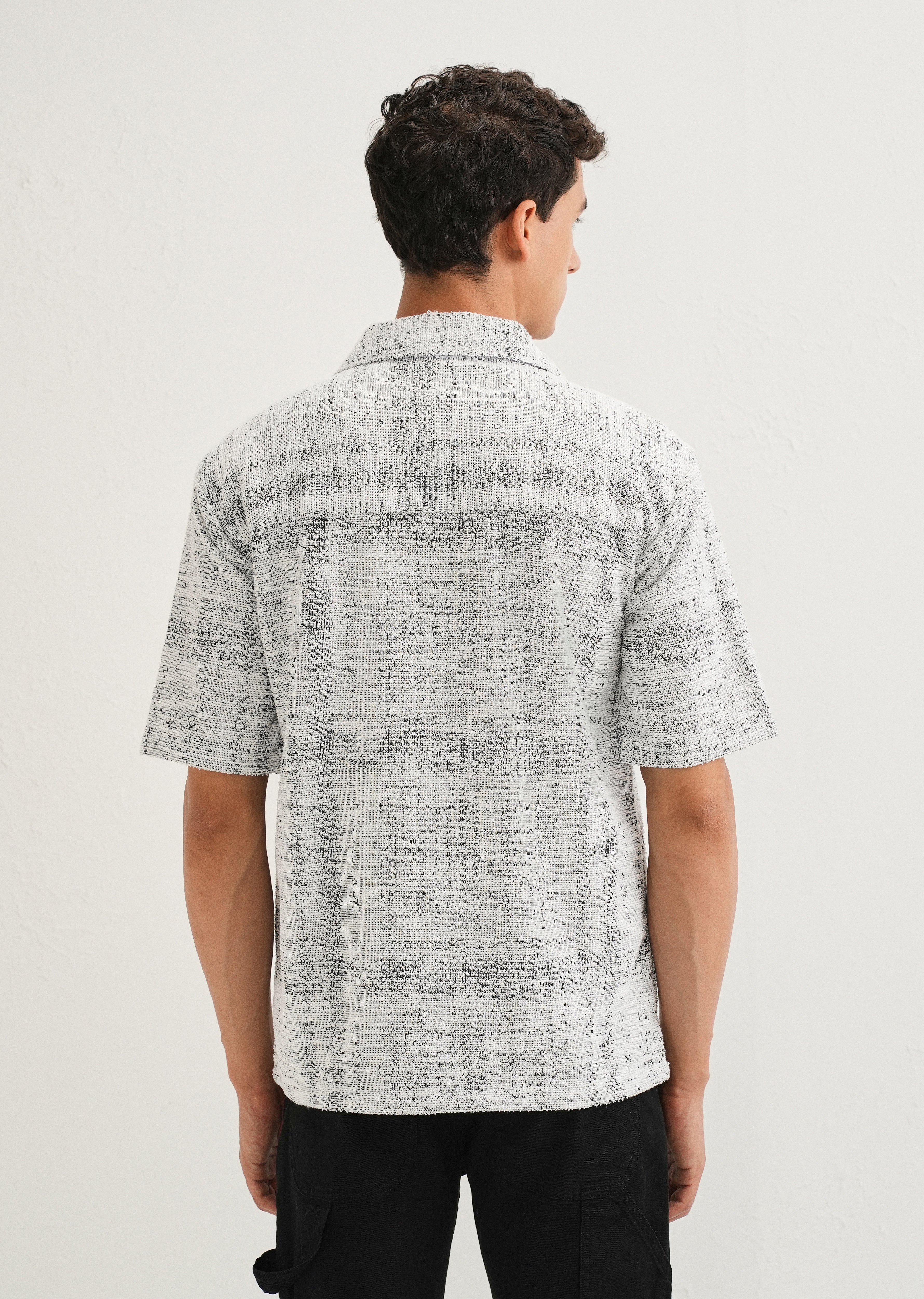 Grey Jacquard Knitted Shirt