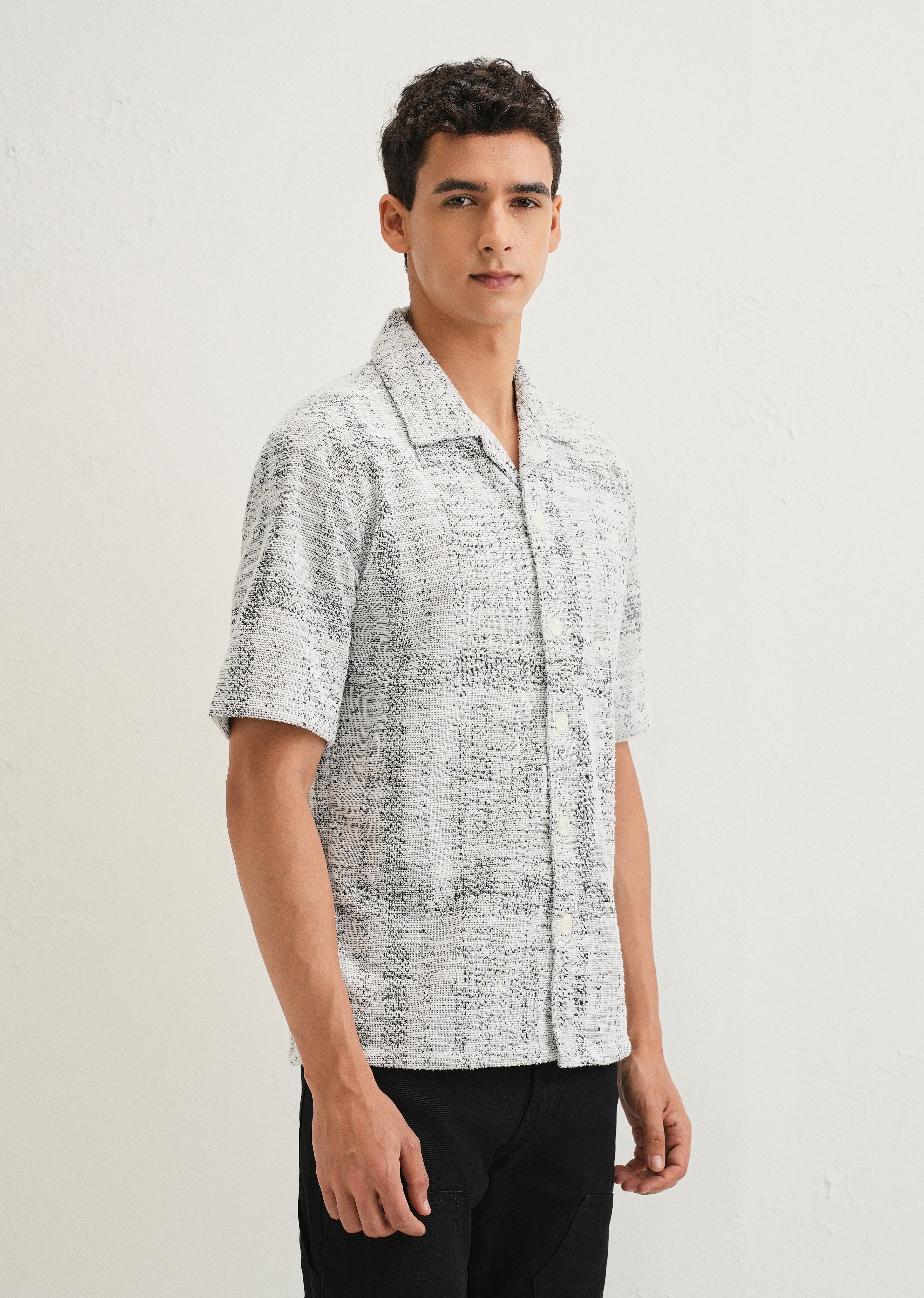 Grey Jacquard Knitted Shirt