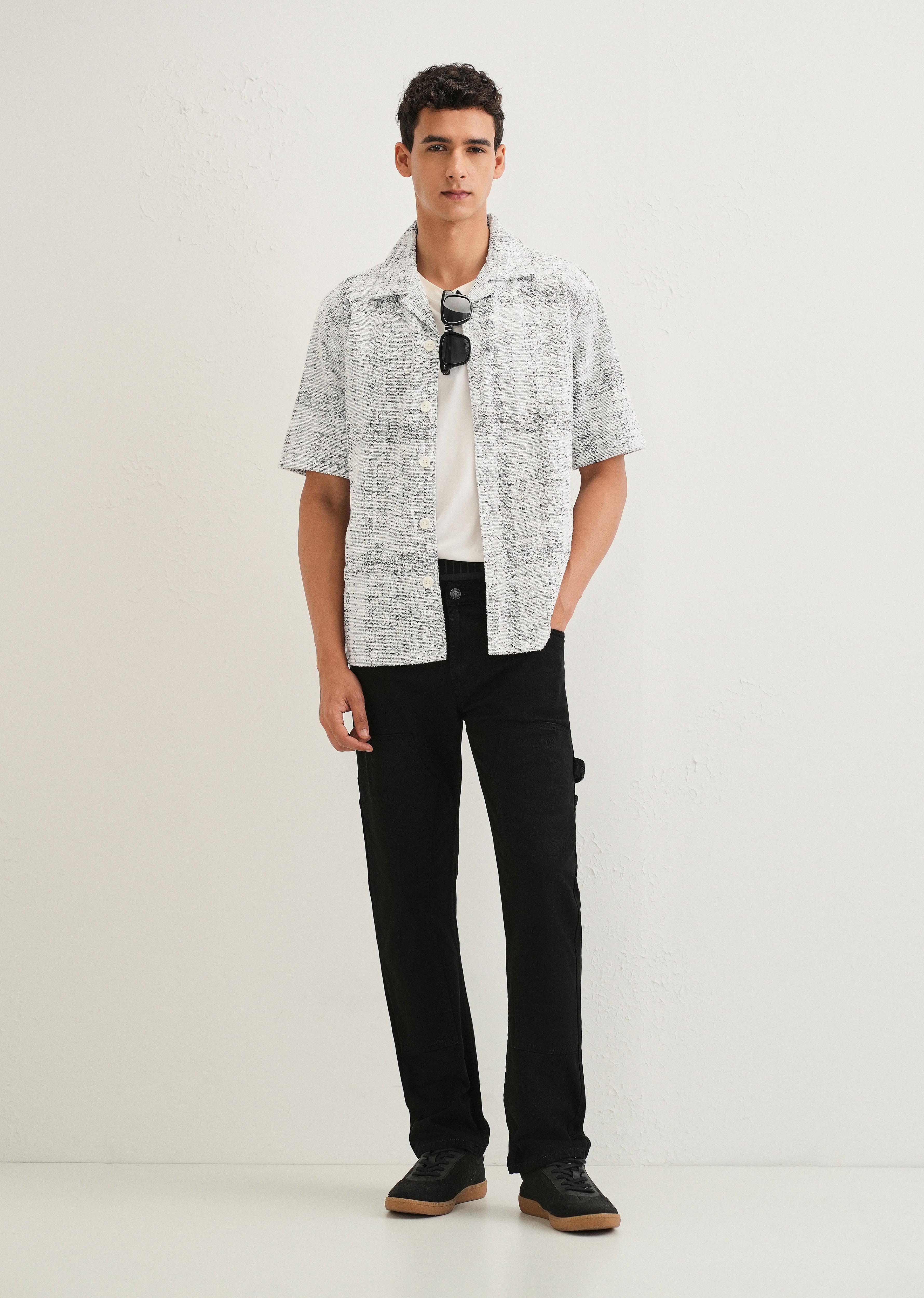 Grey Jacquard Knitted Shirt
