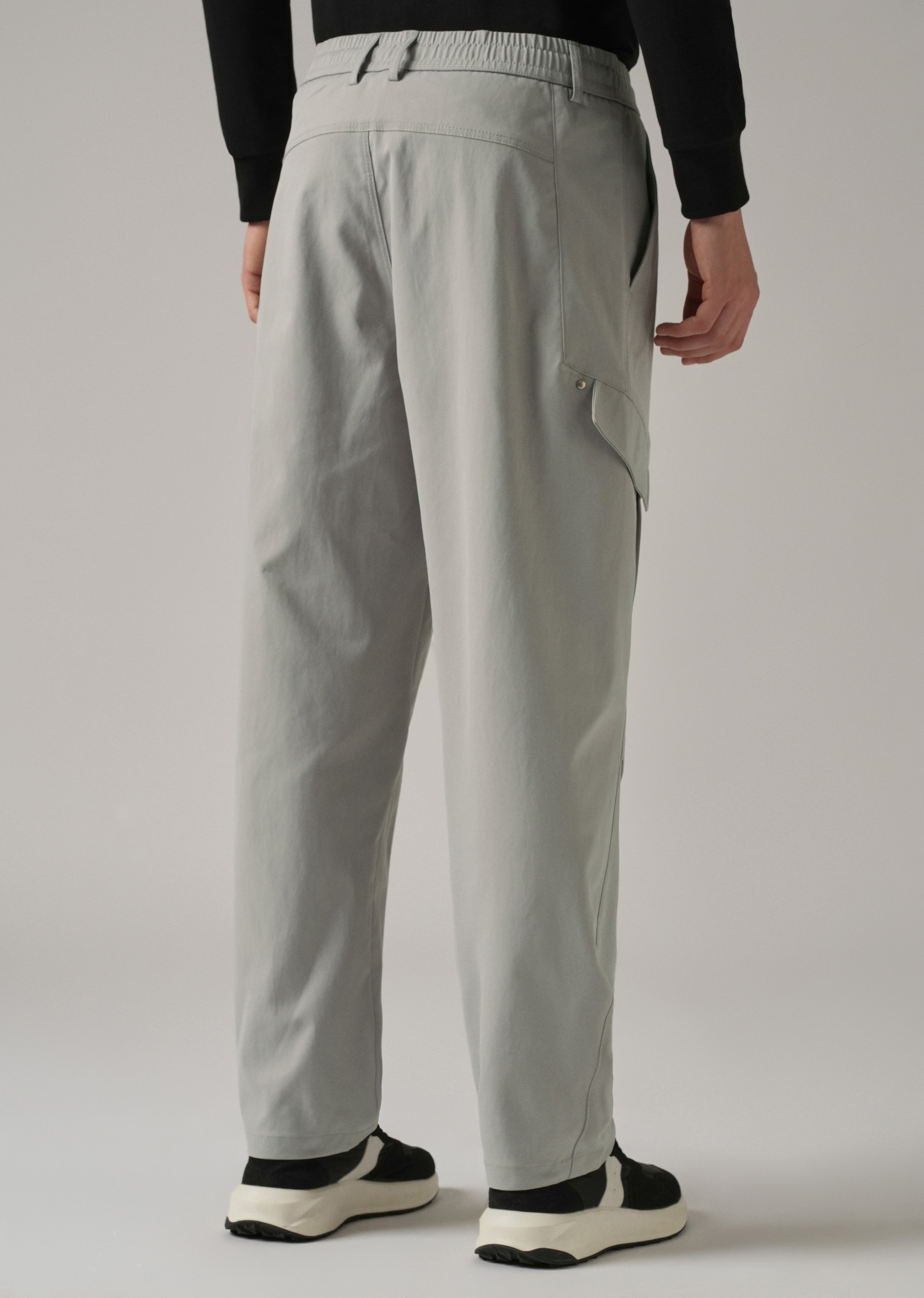 Grey Stone Wash Cargo Pants