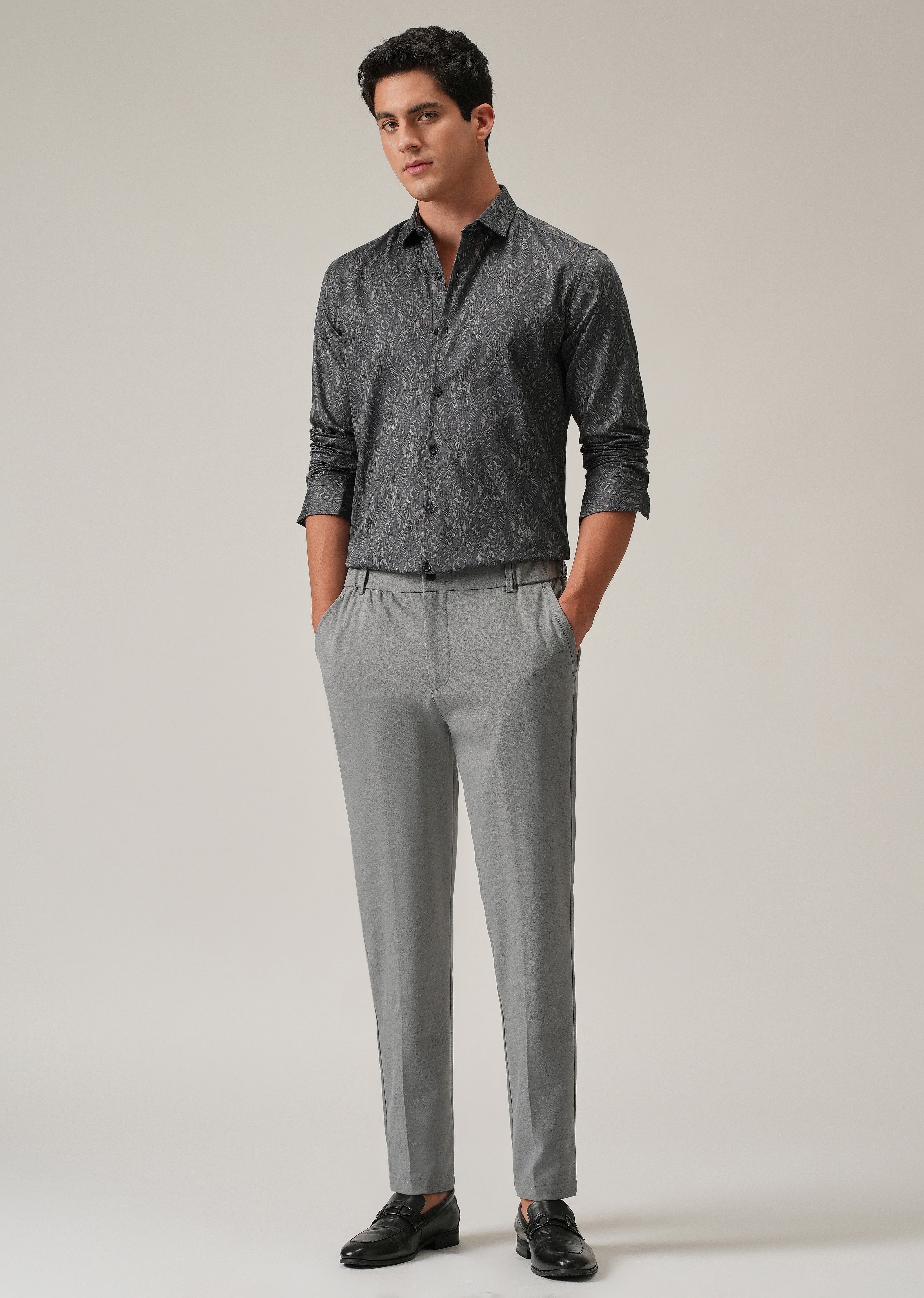 Grey Optical Print Shirt