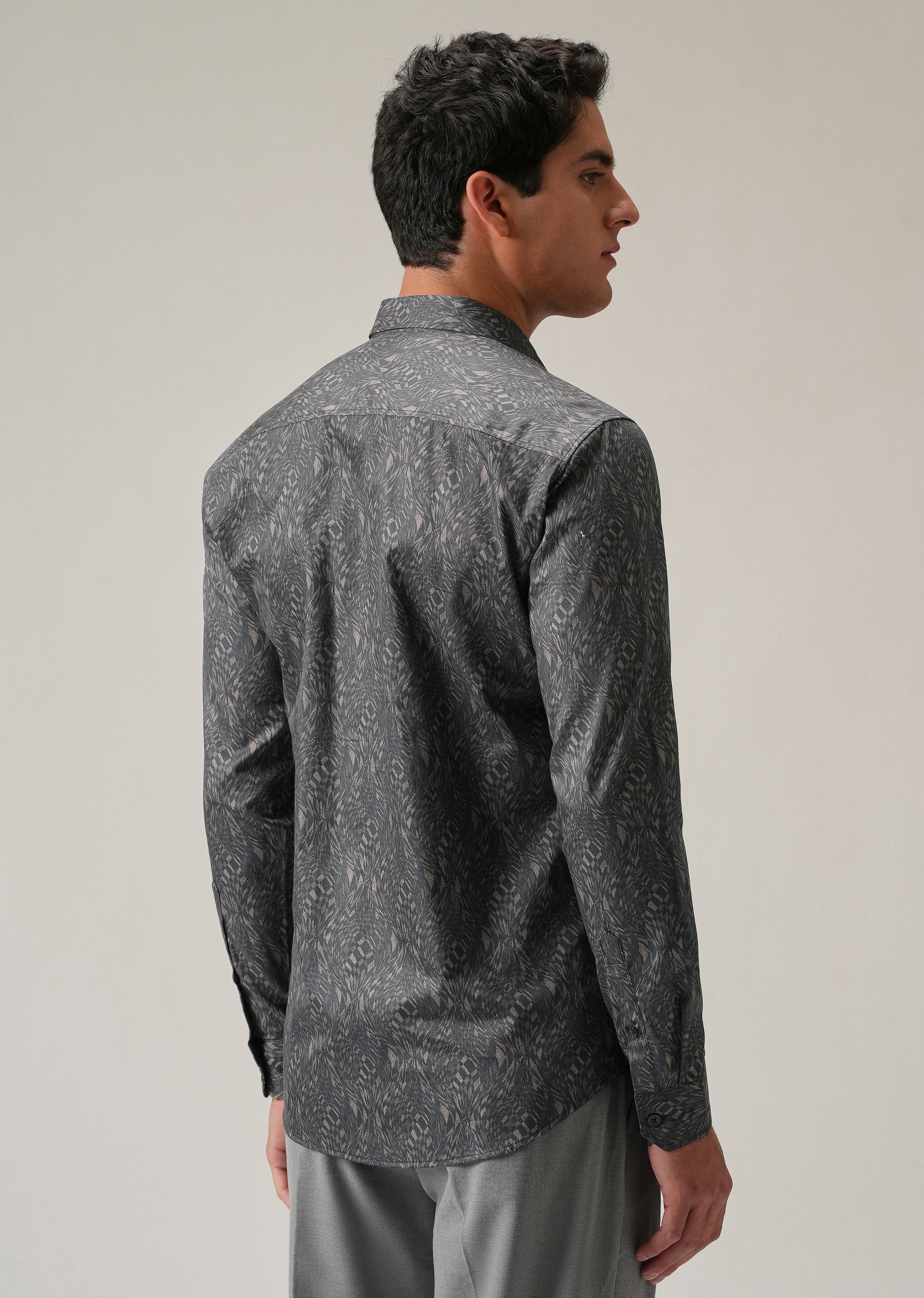 Grey Optical Print Shirt