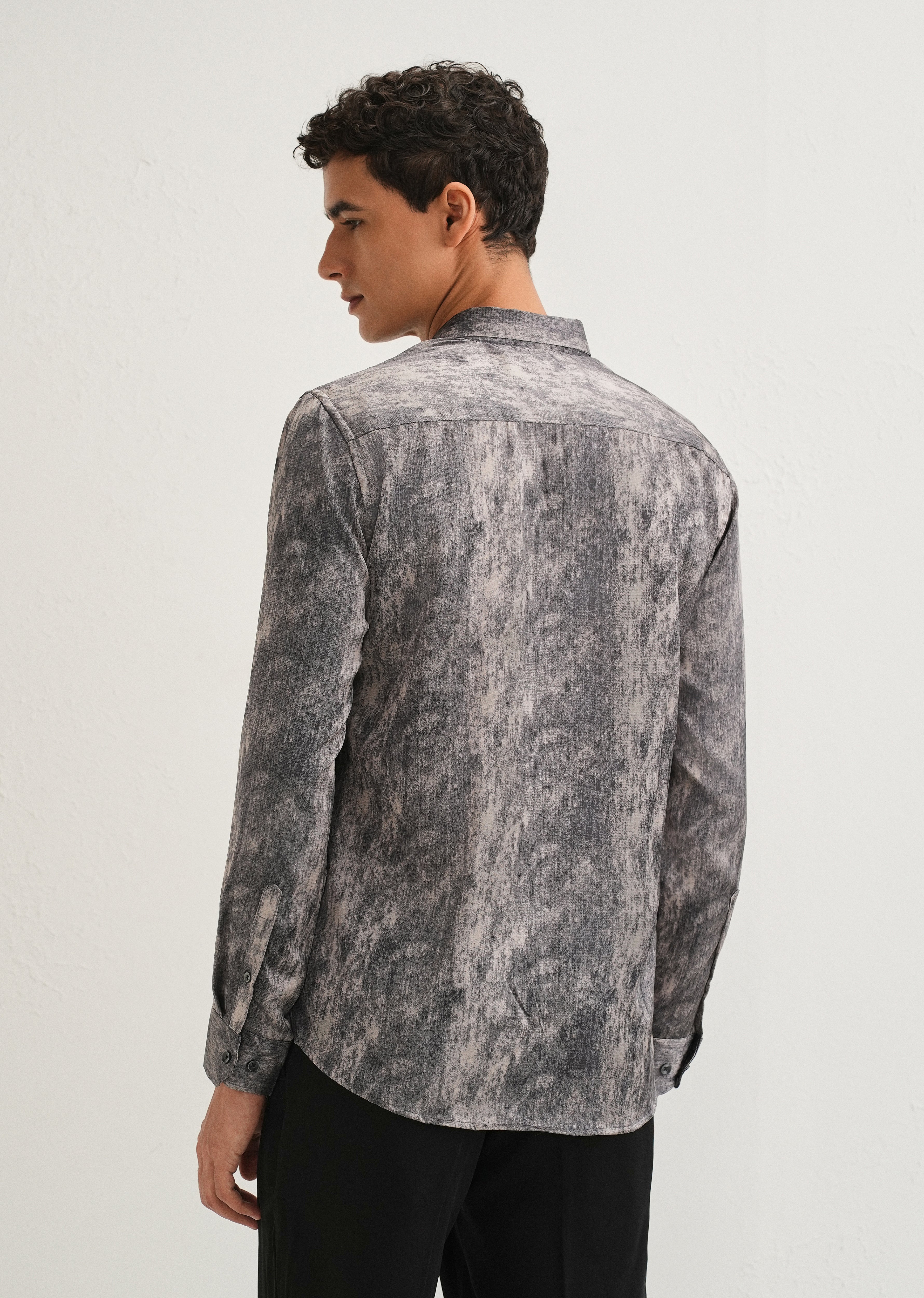Grey Pink Fade Abstract Printed Shirt