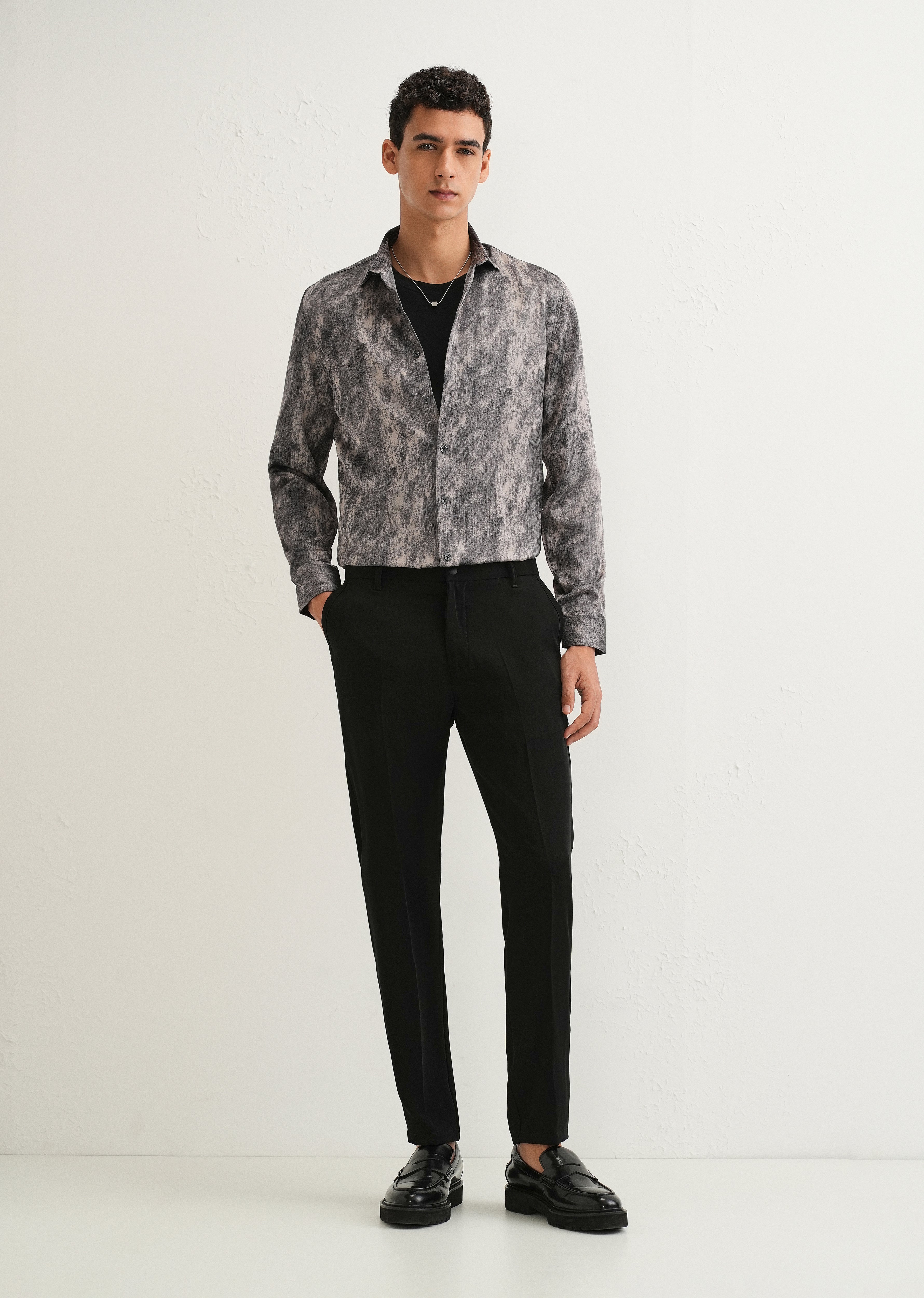 Grey Pink Fade Abstract Printed Shirt