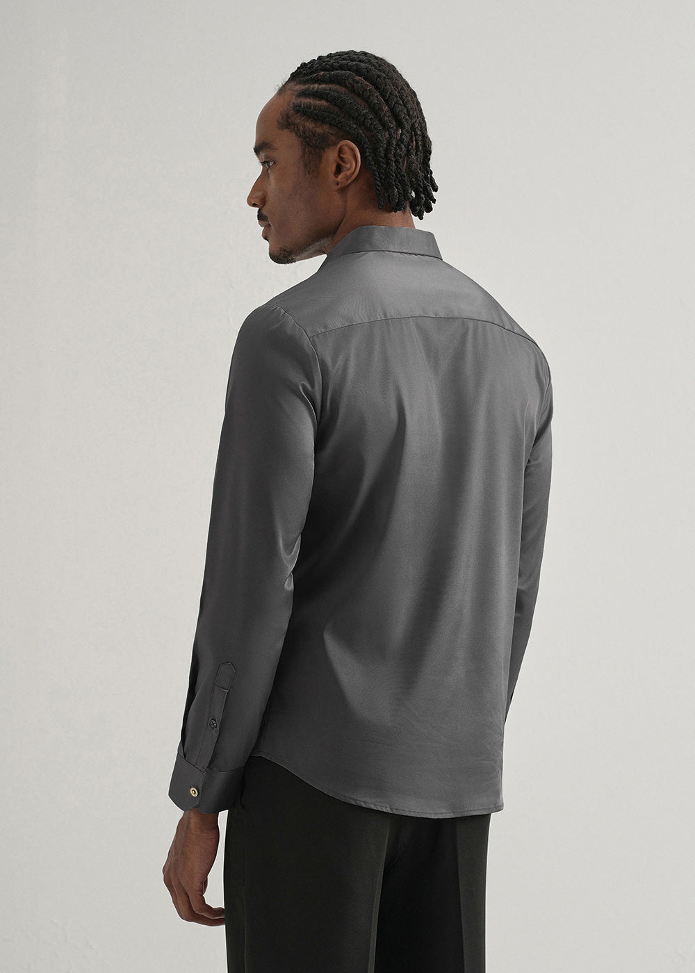 Grey Plain Stitchless Placket Shirt