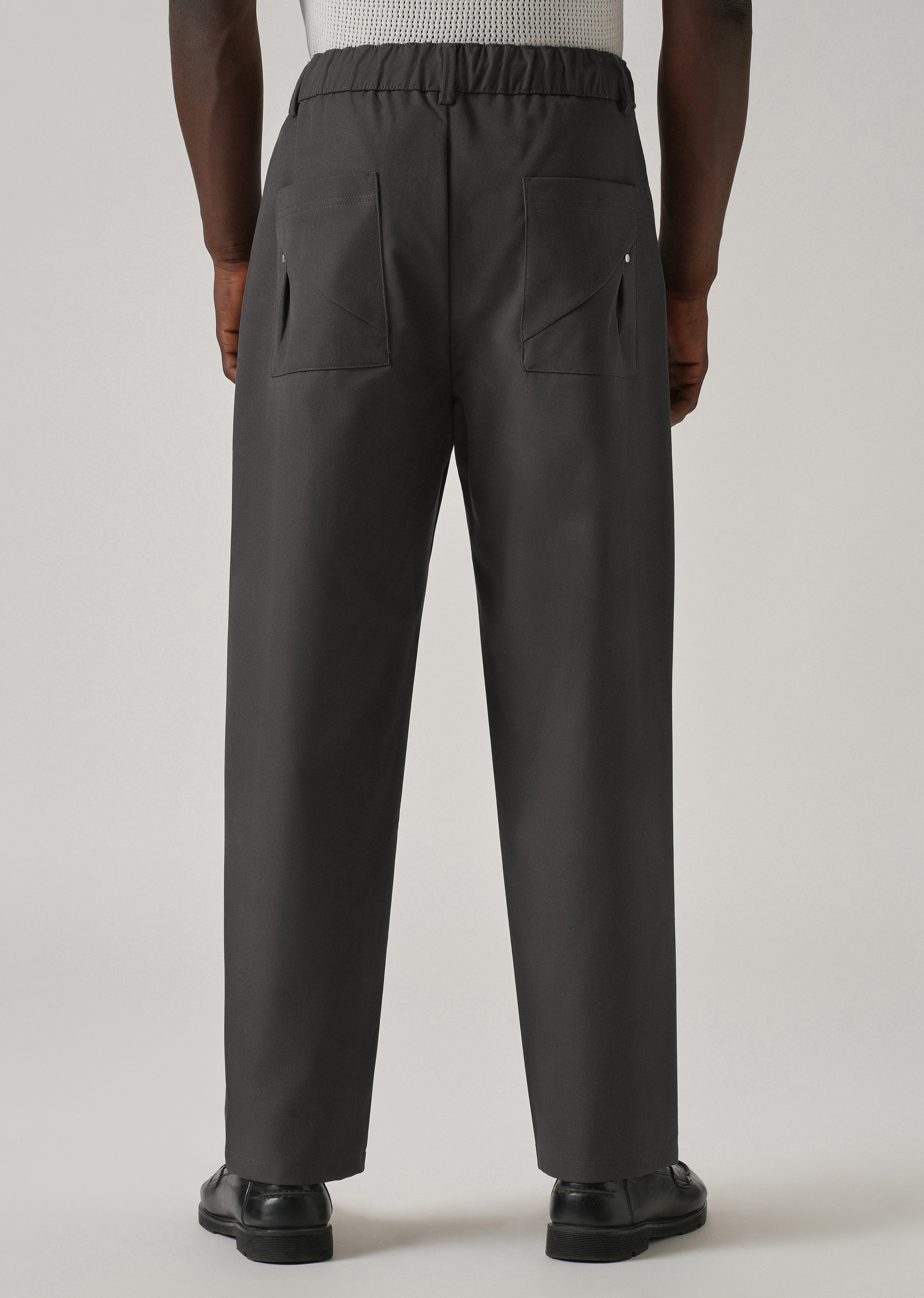 Grey Pleated Drawstring Pant