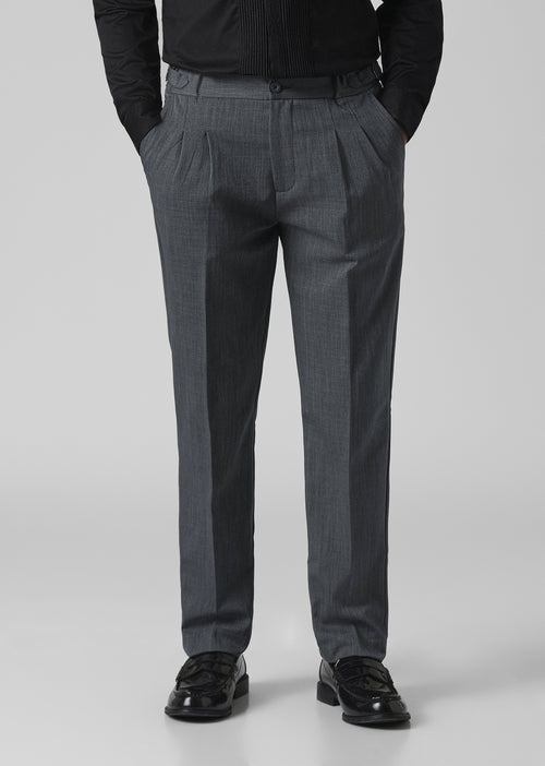 Grey Pleated Gurkha Pant